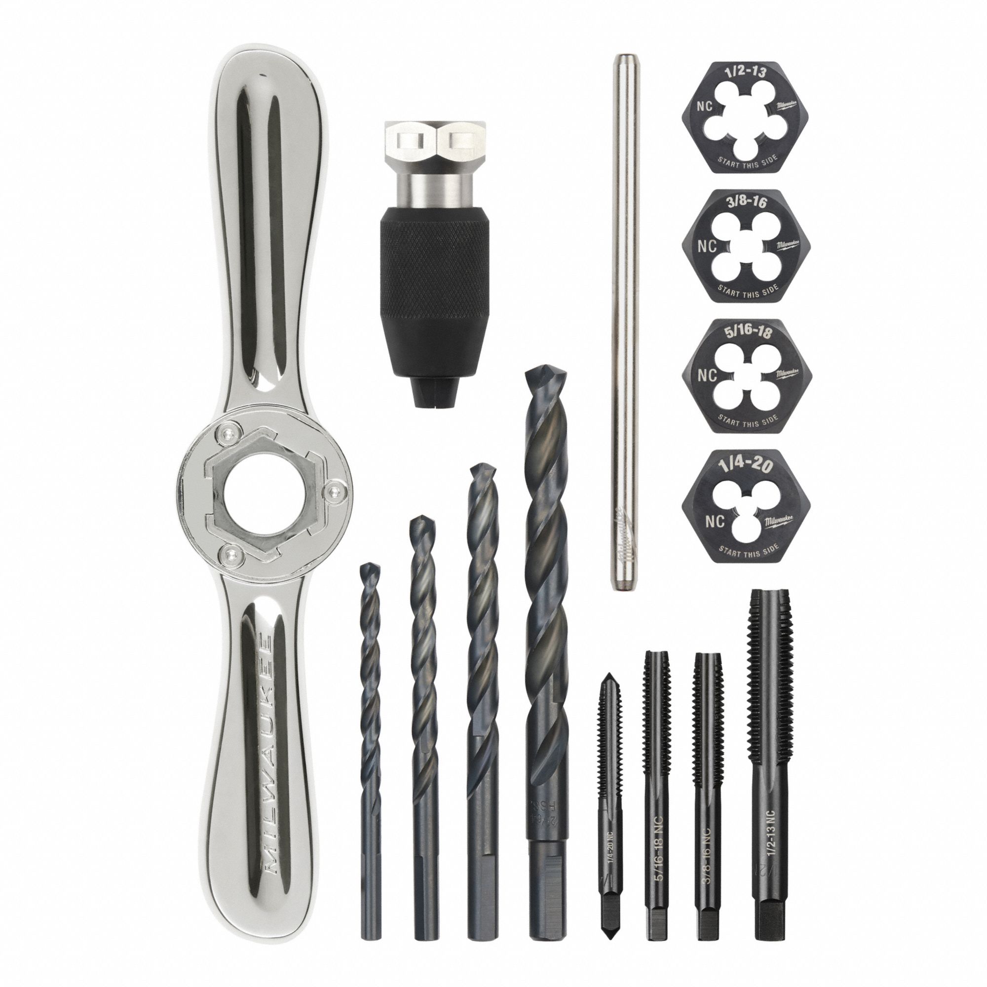 TAP AND DIE SET, HEX SHAPE, BLACK OXIDE FINISH, COOLANT THROUGH, CARBON STEEL