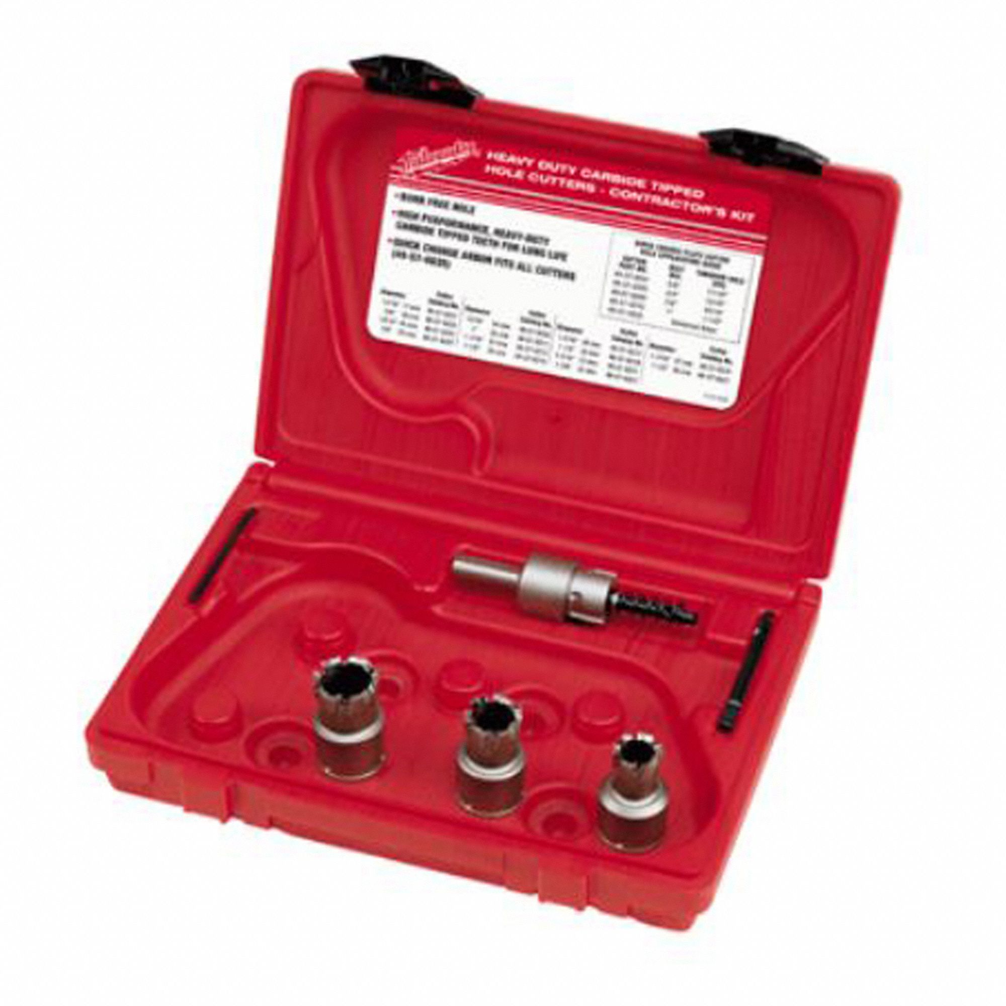 HOLE CUTTER KIT, 5-PC SET, CARBIDE TIPPED TEETH