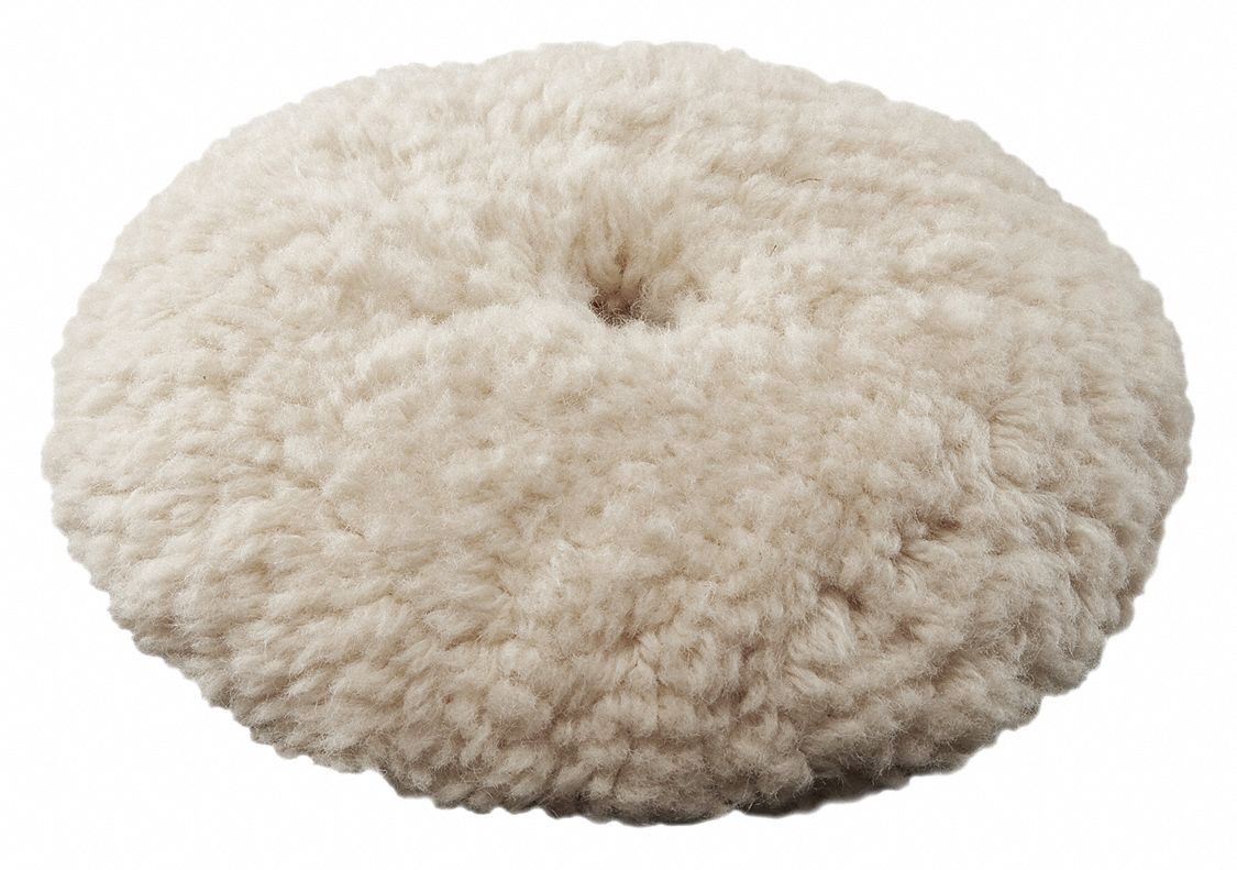 TAMPON COUPE P/ POLISSEUSE ESSENCE M18, NATUREL, DIAMÈTRE 7PO, ÉPAISSEUR 1.97PO, LAINE