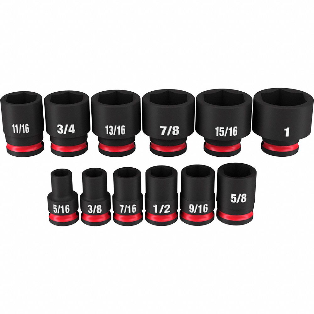 SOCKET SET,STEEL,12 PCS,3/8 IN DR SZ,SAE