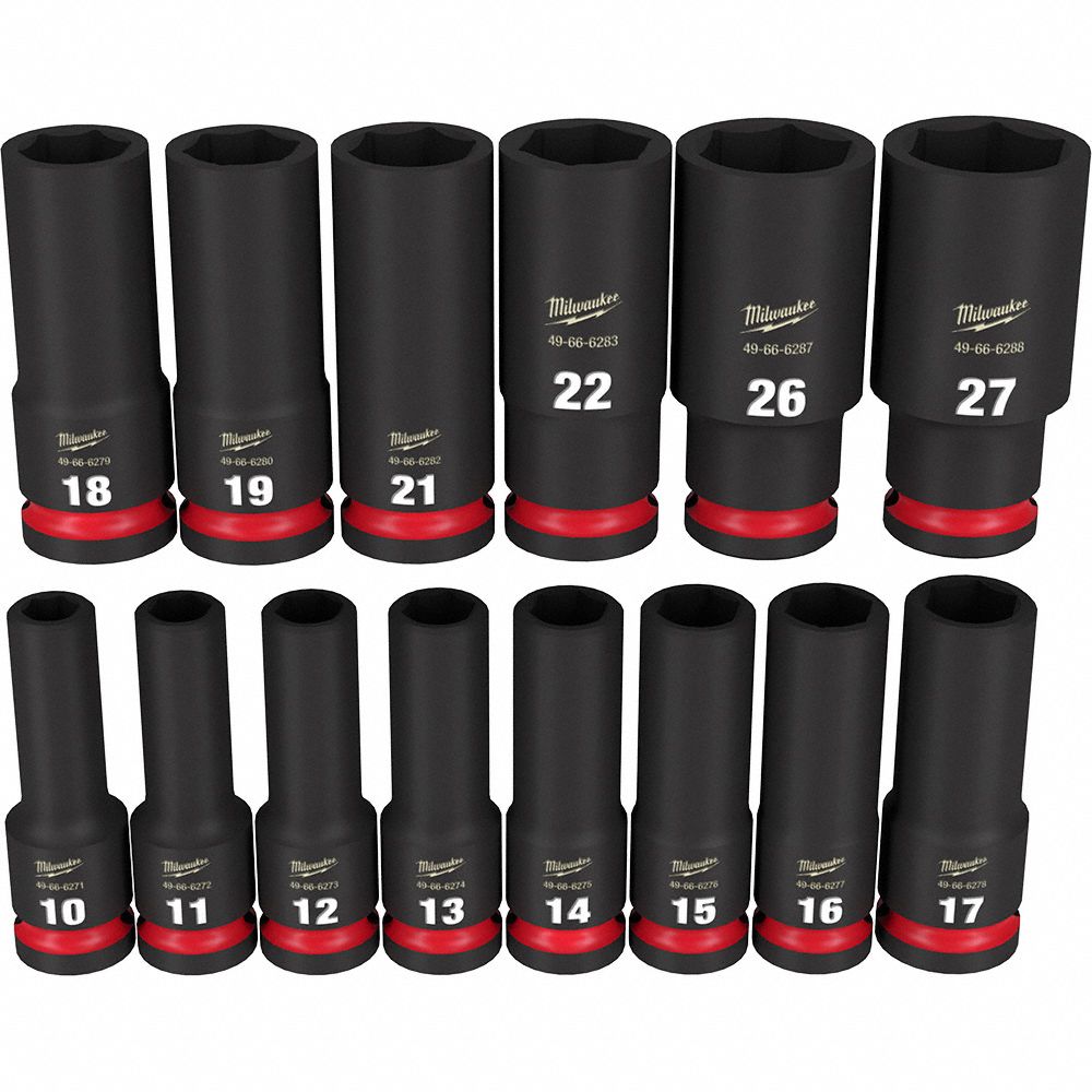 SOCKET SET,STEEL,14PCS,1/2IN DR SZ,MTRIC