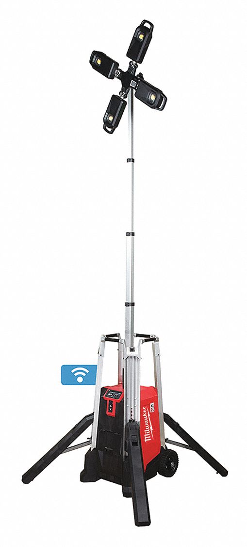 TOWER LIGHT/CHARGER, CORDLESS, 18V/6 AH, 5000 TO 27000 LM, 360 °  HEAD ROTATION ANGLE, LED