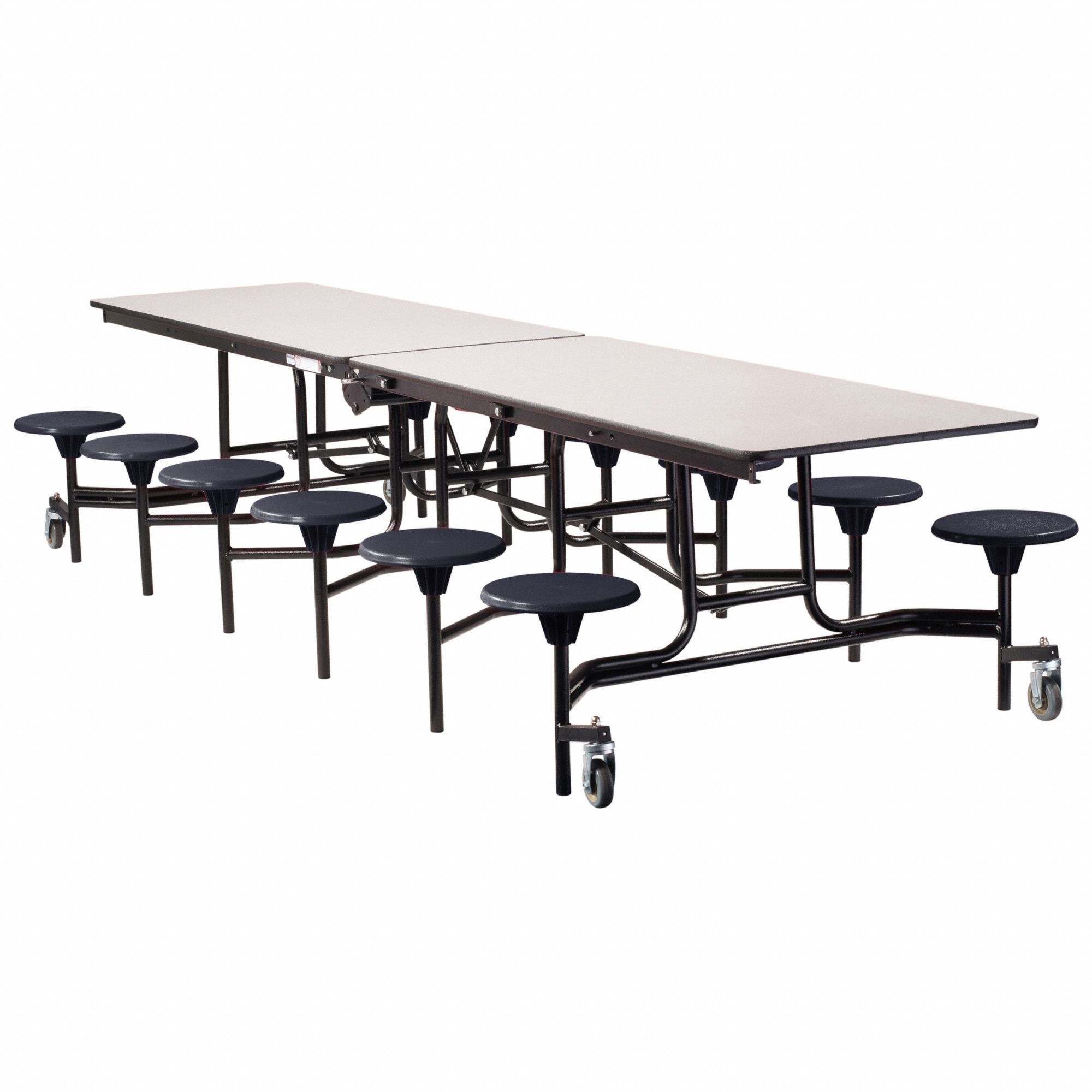 Cafeteria Stool Table: Gray Nebula, Stool Seat, 29 in Overall Ht, Rectangle