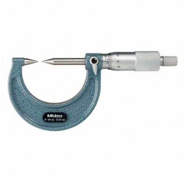 POINT MICROMETER W HARDENED TIP,0-25 MM,30 °  POINT,0.01 MM GRAD,0.3 MM PT,CARBIDE/STEEL