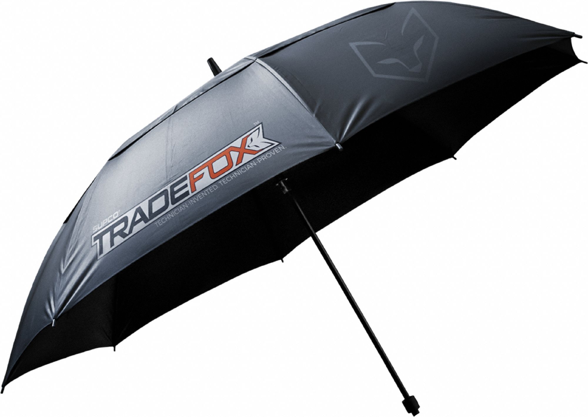 Umbrella: UV Treated/Waterproof, Lanyard Over Hex Nut, Polyester, Black, HVAC