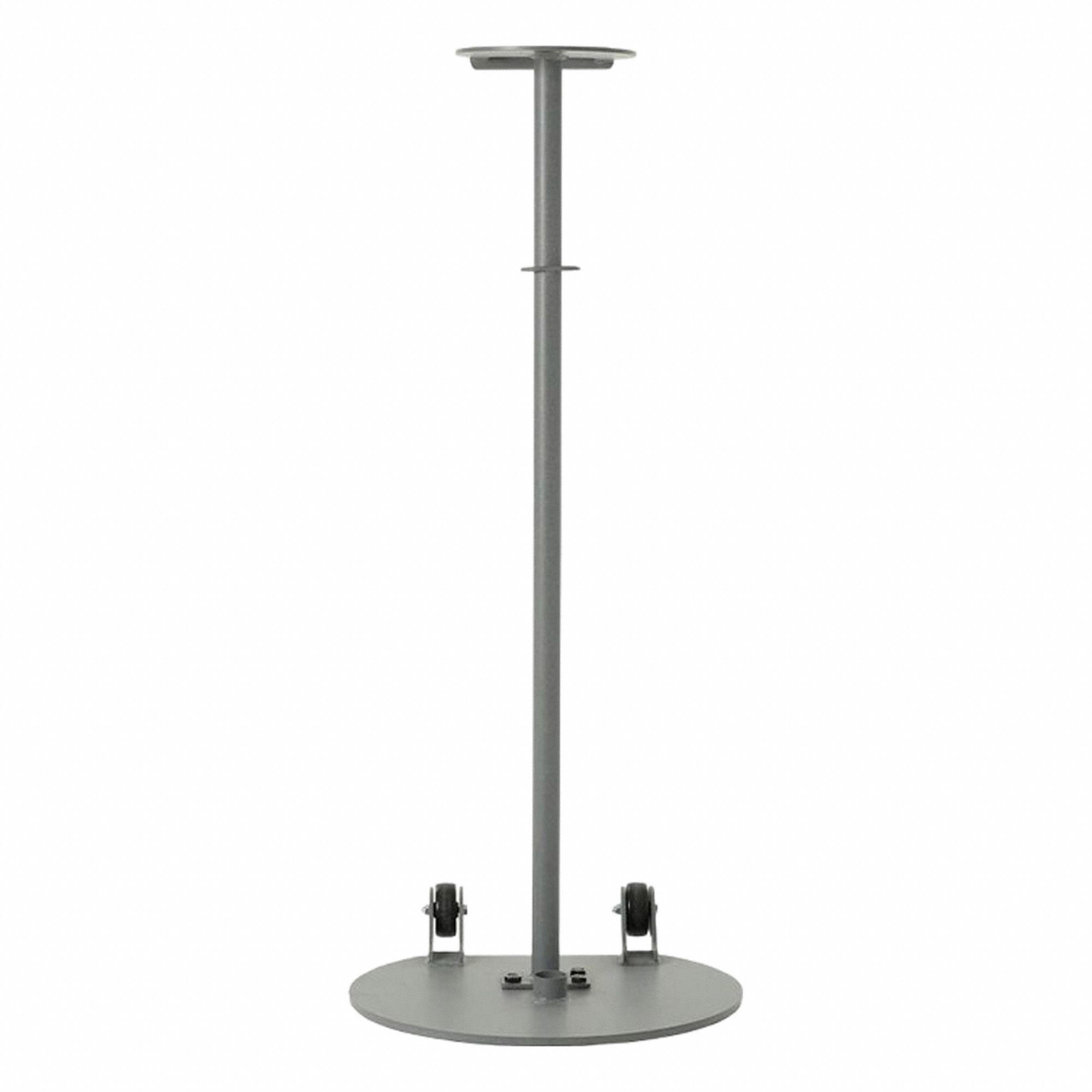 Belt Barrier Post: Wheeled, Grey, Steel, Nonfillable Base, Flat