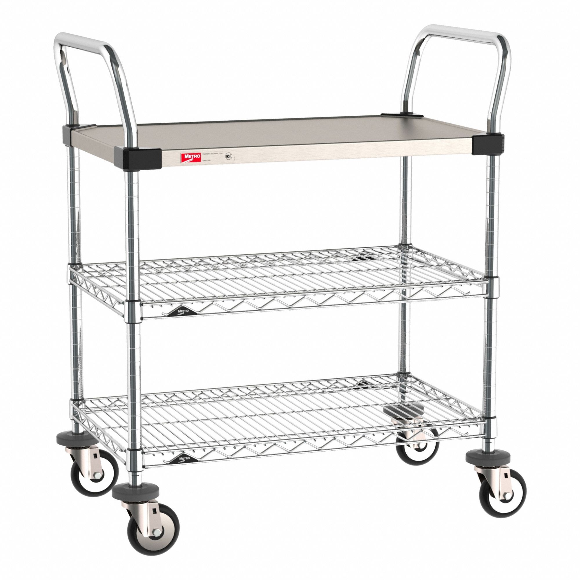 Utility Cart SS/Chrome 32x18x38 3 Shelf