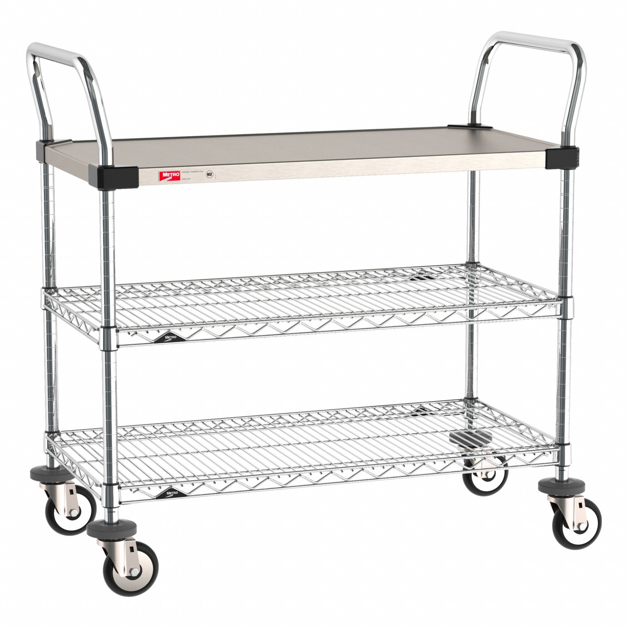 Utility Cart SS/Chrome 38x18x38 3 Shelf