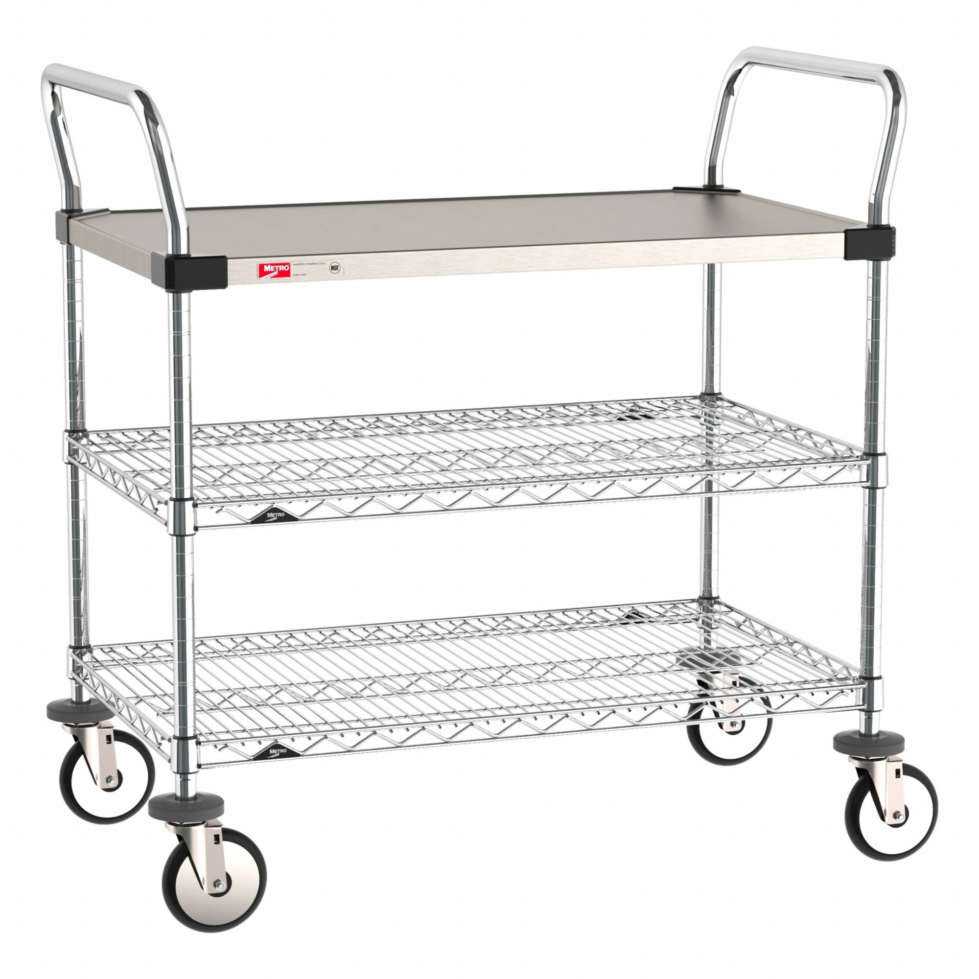 Utility Cart SS/Chrome 38x21x38 3 Shelf