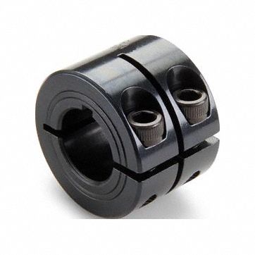 Double Wide Shaft Collar: 1-Piece, Metric, Round Keyed, Clamp On, 8 mm Bore Dia