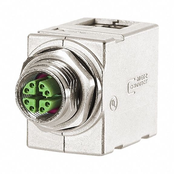 Panel Feed-Through Adapter: Panel Feed-Through, Zinc Die-Cast, M12 x RJ45, 1 Ports