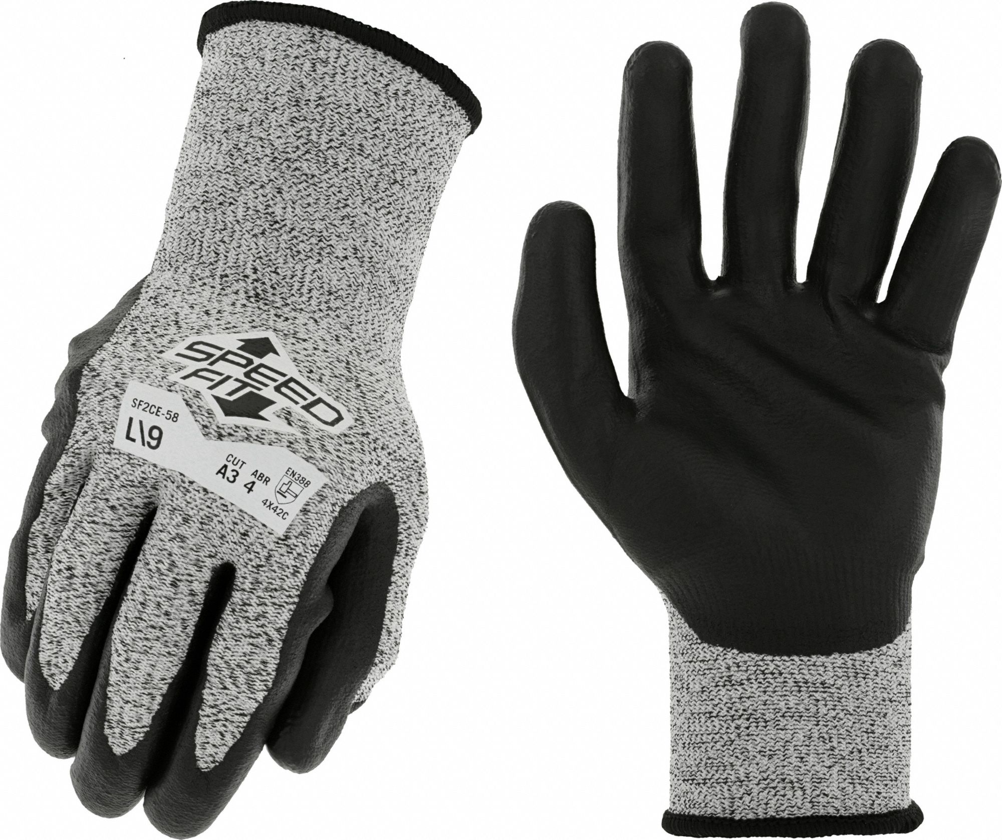 MECHANIX WEAR NITRILE COATED CUT-RESISTANT GLOVES, S, GRY, 8.19 IN LONG, 13  GA THICK, HPPE/NYLON - Knit General Purpose Gloves - MWXSF2CE58007