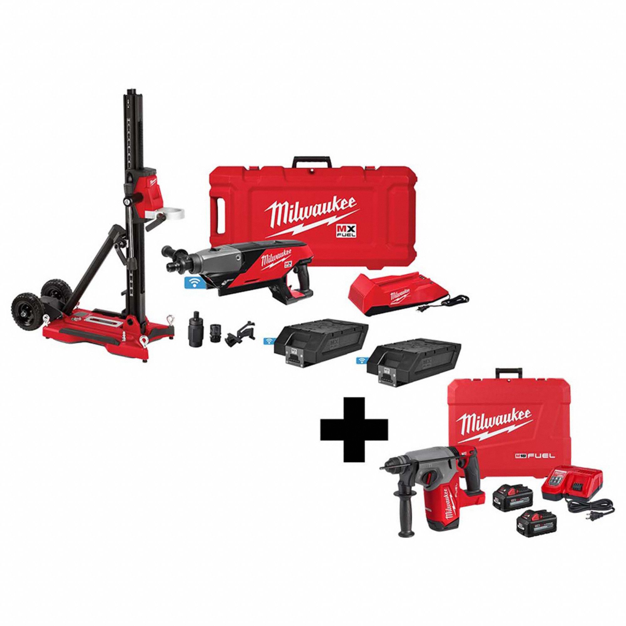 MILWAUKEE, 18 V Volt, 2 Tools, Core Drill Kit 385XK0MXF3012CXS