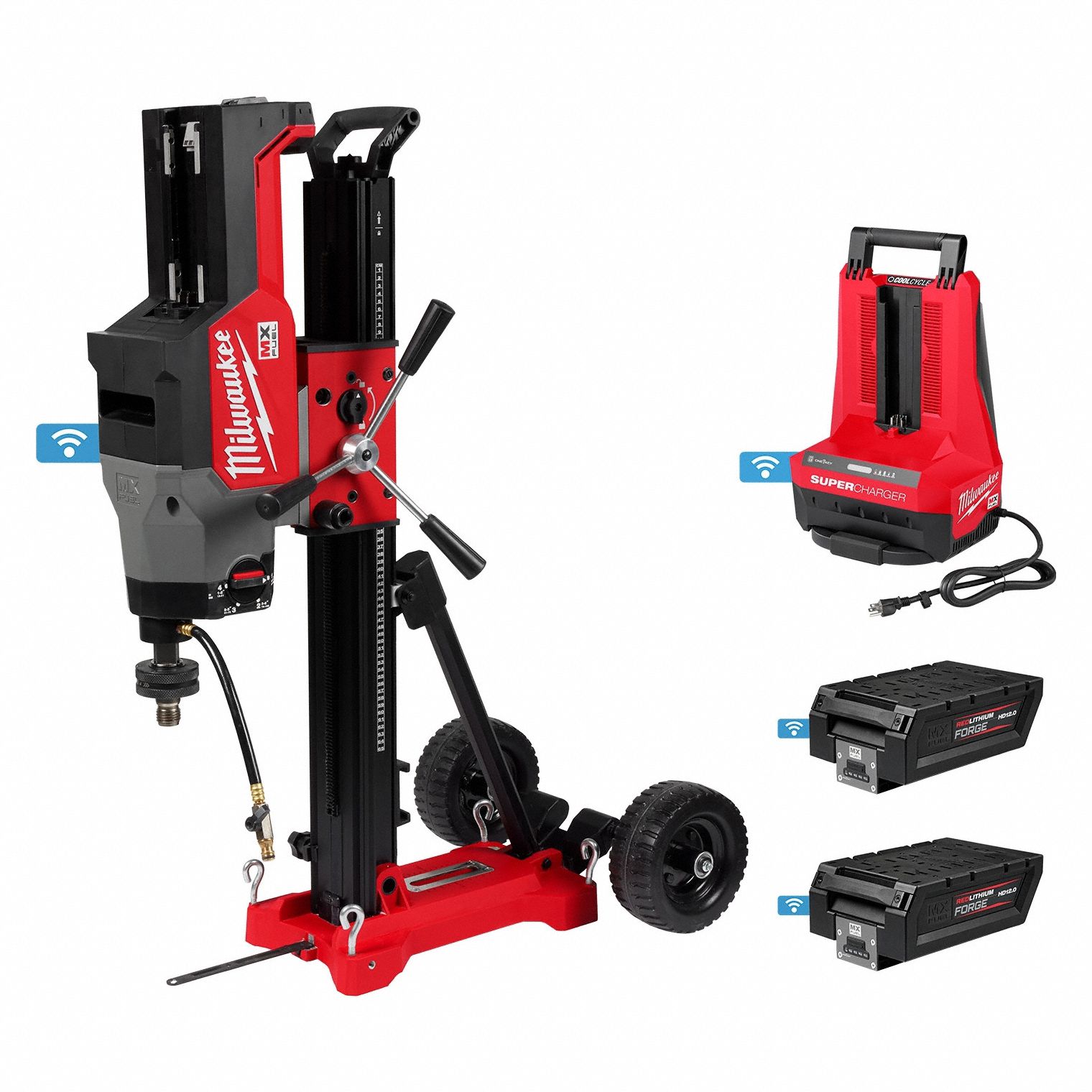 Core Drill Kit: Rig, 14 in Coring Capacity in Concrete, Mechanical, Brushless Motor