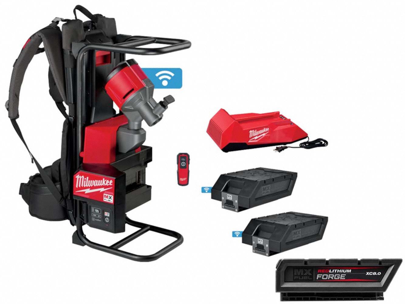 Concrete Vibrator Kit and Battery: Backpack, 72V DC, 21 ft Lg, 2 1/2 in Dia