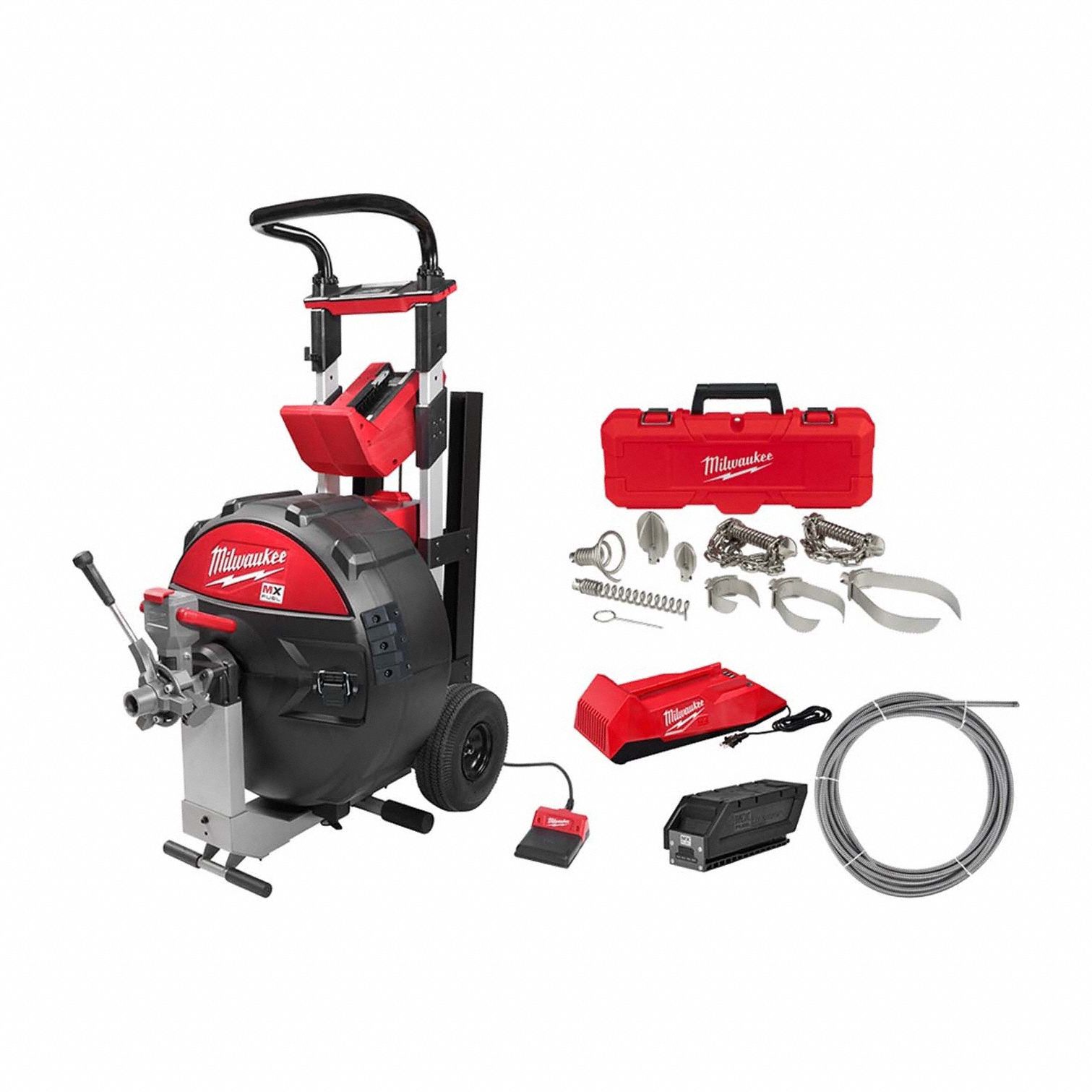 Sewer Drum Kit, Head Kit, and Cable: Cordless, MX FUEL, MX FUEL, For 3 in to 6 in Pipe