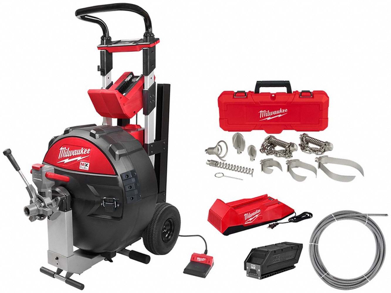 Sewer Drum Kit, Head Kit, and Cable: Cordless, MX FUEL, MX FUEL, For 3 in to 6 in Pipe