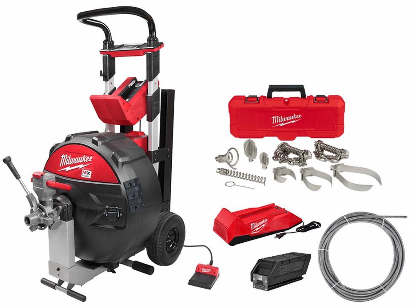 Sewer Drum Kit, Head Kit, and Cable: Cordless, MX FUEL, MX FUEL, For 3 in to 6 in Pipe