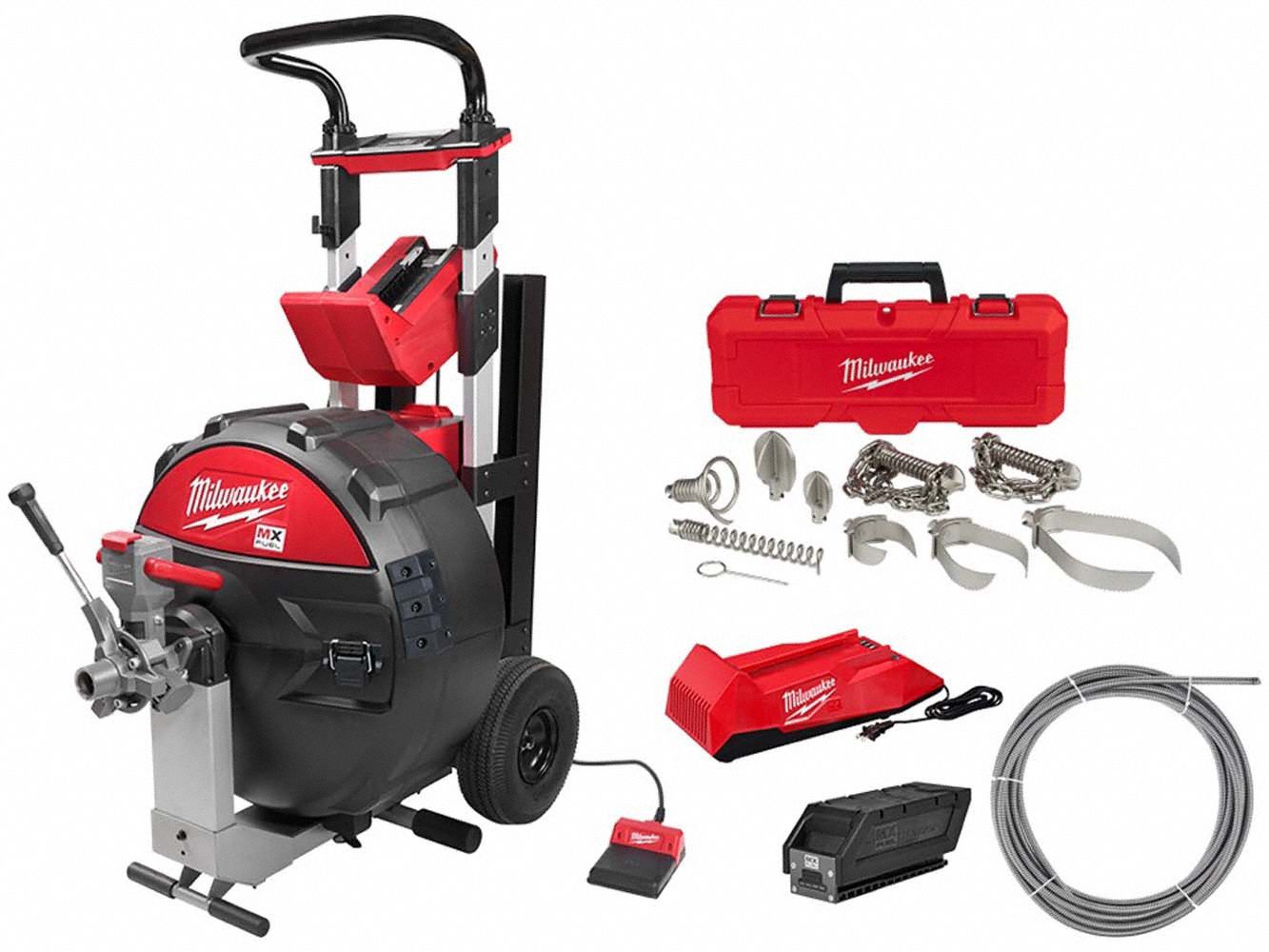 Sewer Drum Kit, Head Kit, and Cable: Cordless, MX FUEL, MX FUEL, For 3 in to 6 in Pipe