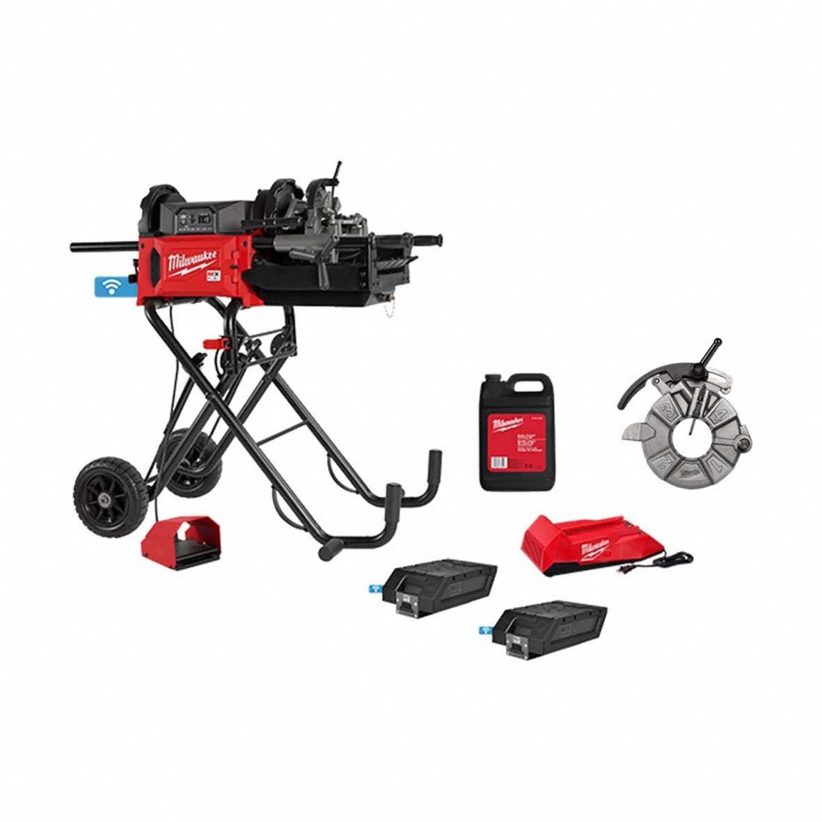 MILWAUKEE Pipe Threading Machine and Die Head: MX FUEL™, For 1/8 in to 2 in Pipe, Hammer Type Chuck (MPN MXF512-2XC, 49-16-5100). Key specifications — attr530525: 2; attr553035: Die Head; attr530501: MILWAUKEE.