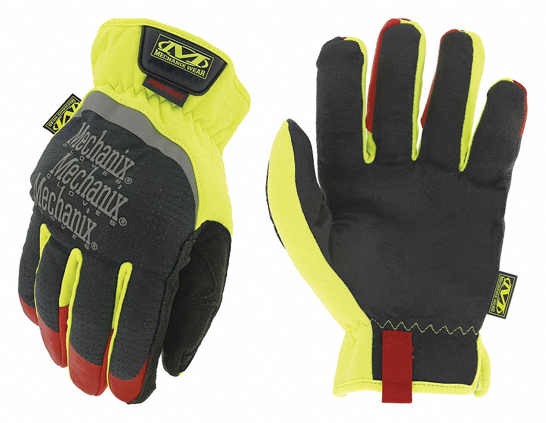 FASTFIT MECHANICS GLOVES, S (8), SYNTHETIC LEATHER, ANSI CUT LEVEL A4, HI-VIS YELLOW