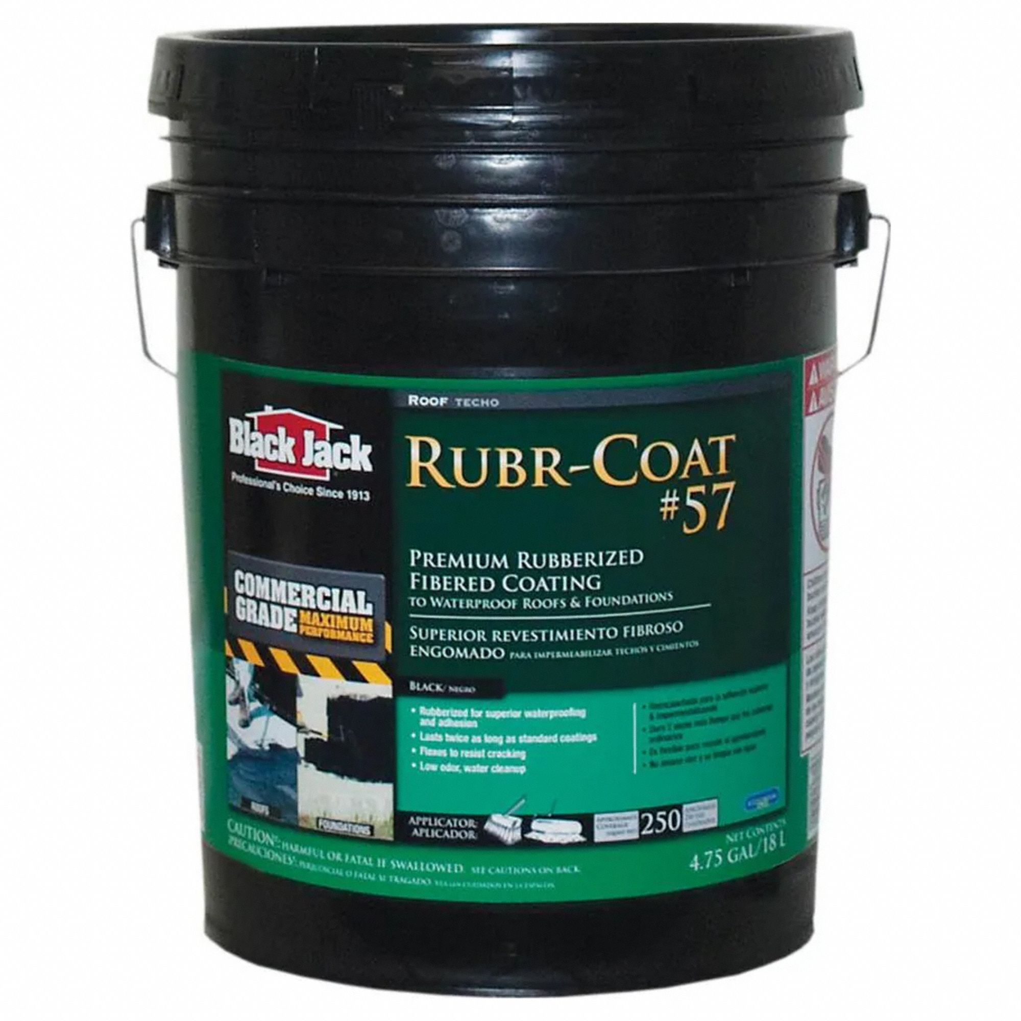 BLACK JACK, Asphalt Roof Coatings, Rubber, RubrCoat 4.75Gallon