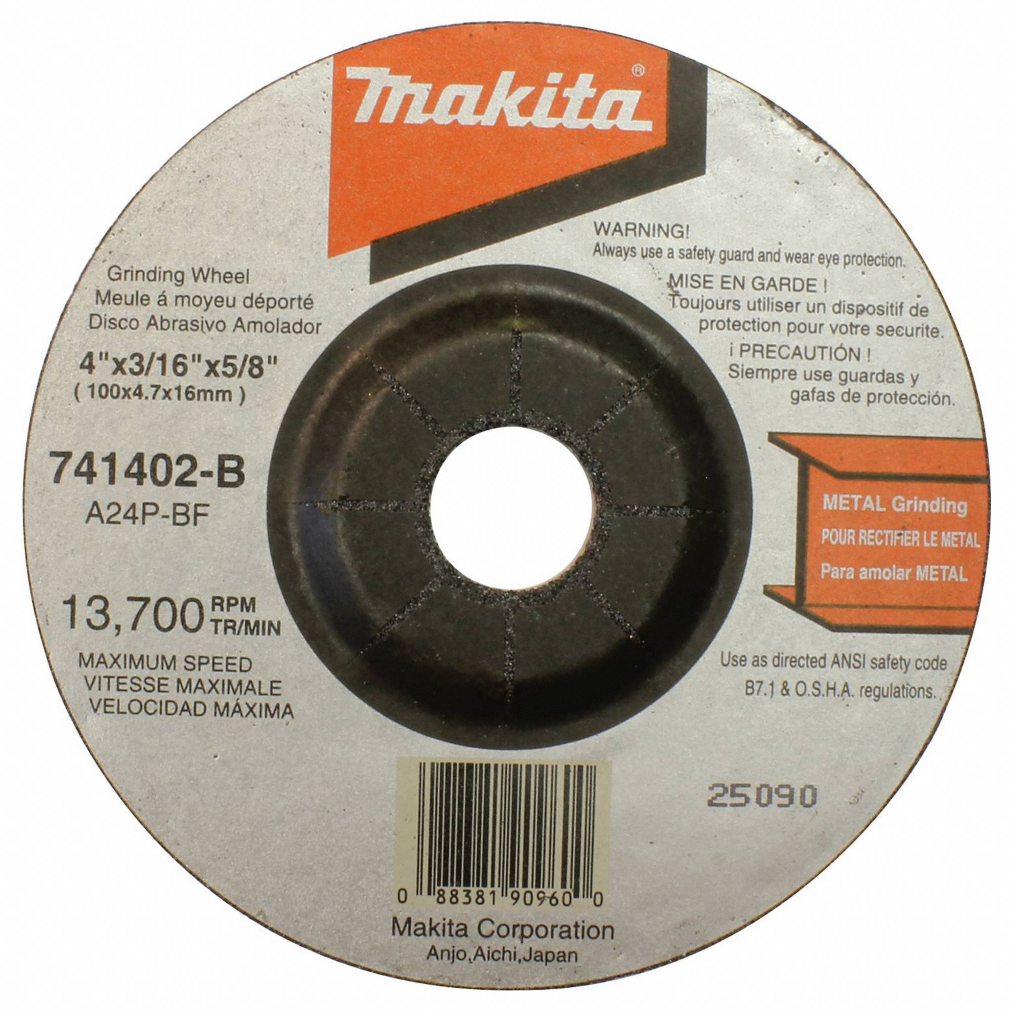 741402-B-25 4X3/16Grinding Wheel Bulk