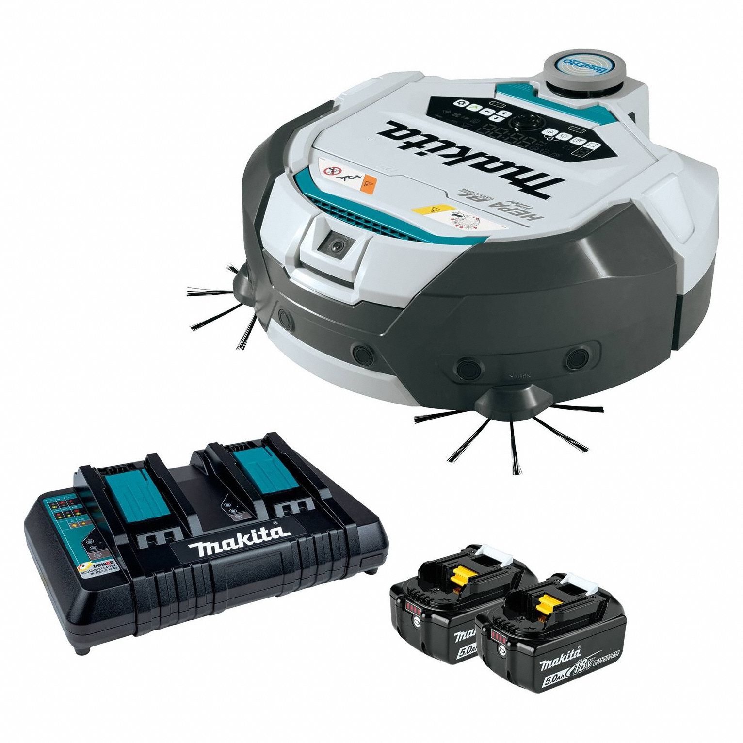 MAKITA, 19 3/4 in Cleaning Path Wd, 4/5 gal Vacuum Capacity, Cordless