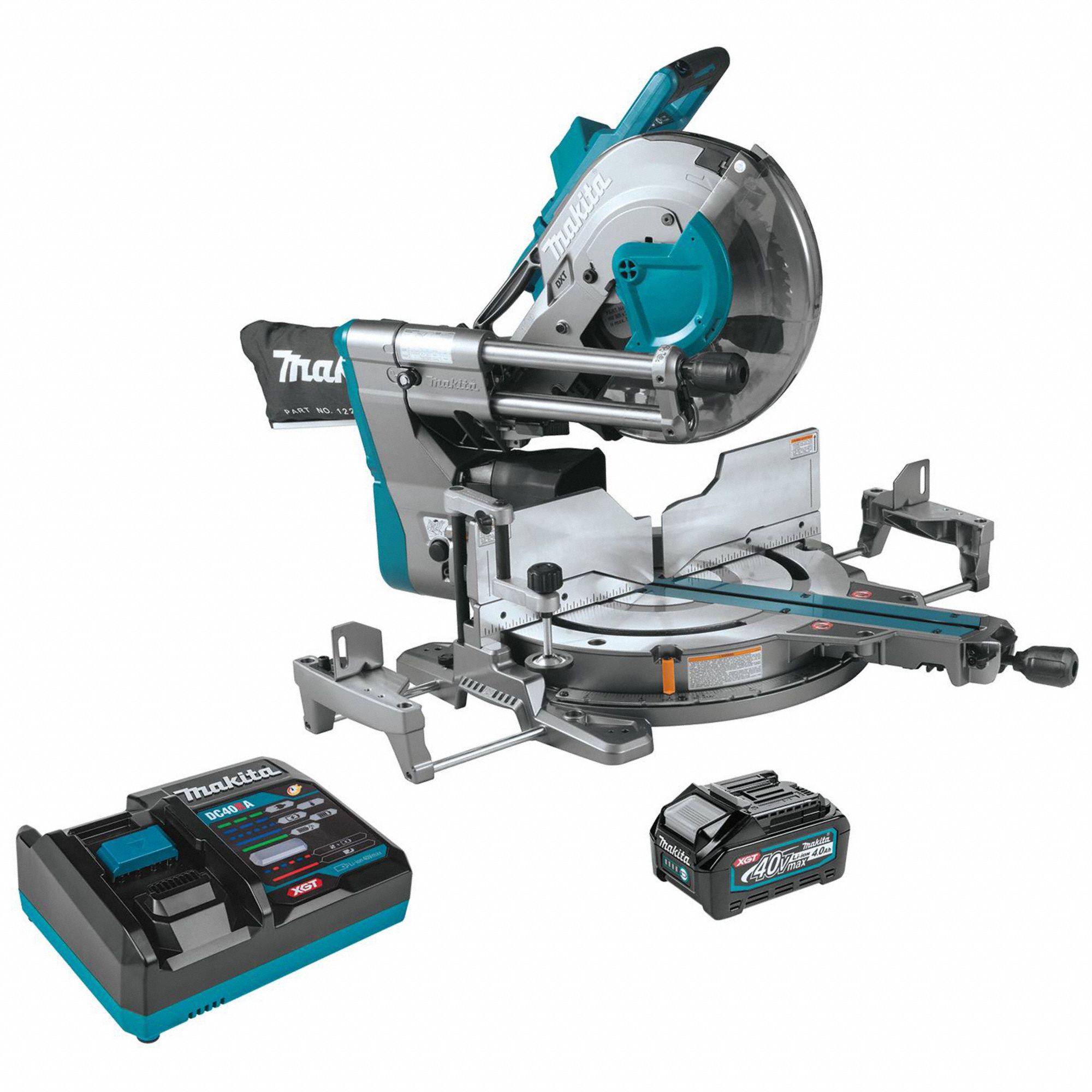 Miter Saw: 1 Battery, 1 Charger, 12 in Blade Dia., 1 in Arbor Size, Sliding, 40 V DC Volt