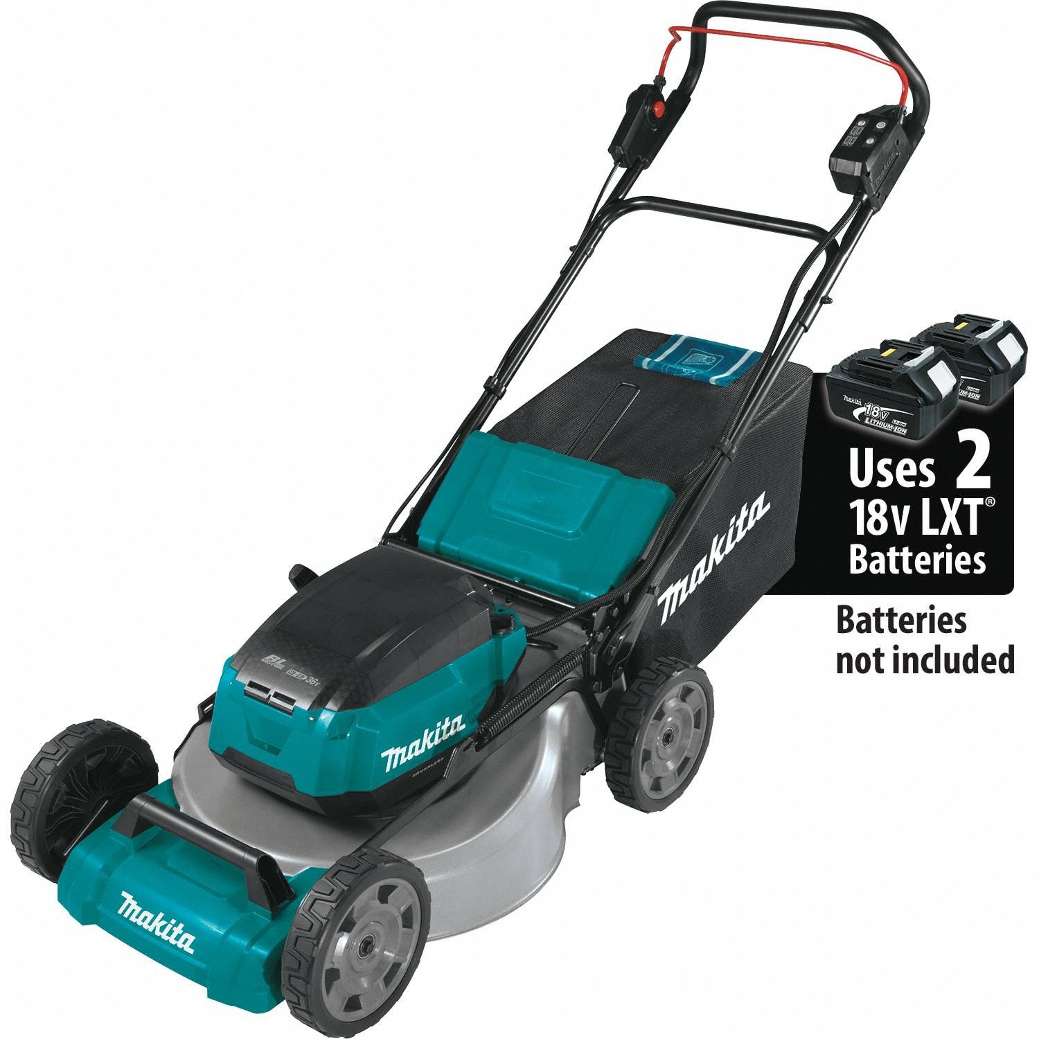 Battery-Powered Lawn Mower: Push, 21 in Cutting Wd, Bag/Mulch/Side Discharge Location, LXT®