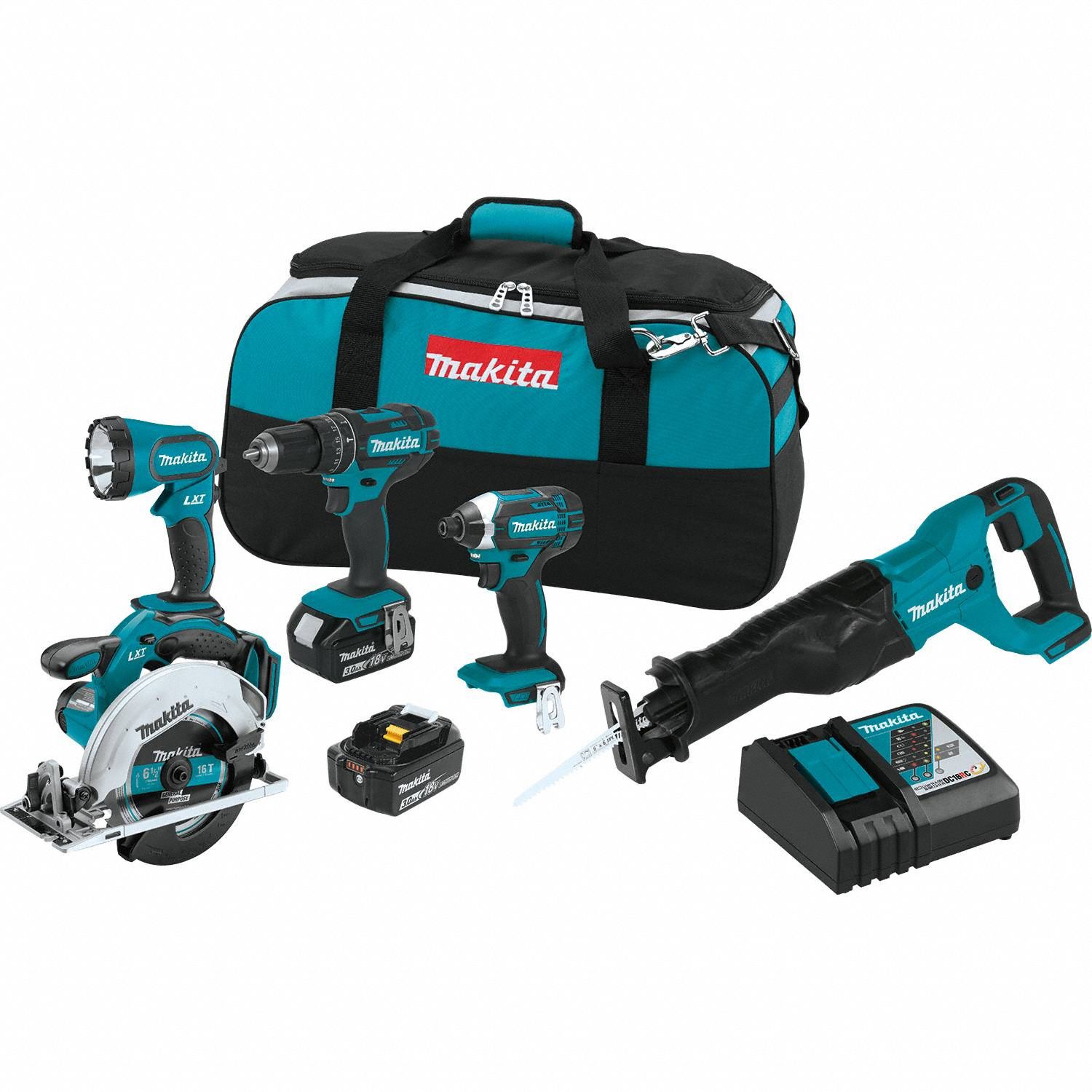 Cordless Tool Combination Kit: 5 Tools, 18 V DC Volt, Battery Included, LXT®, LXT®, 4NNN2
