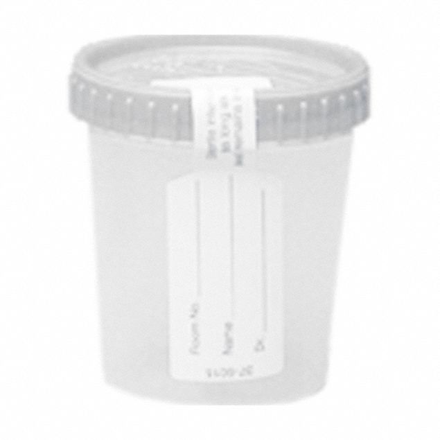 Specimen Container: 4 fl oz Capacity - oz, 120 mL Capacity - mL, Sterile