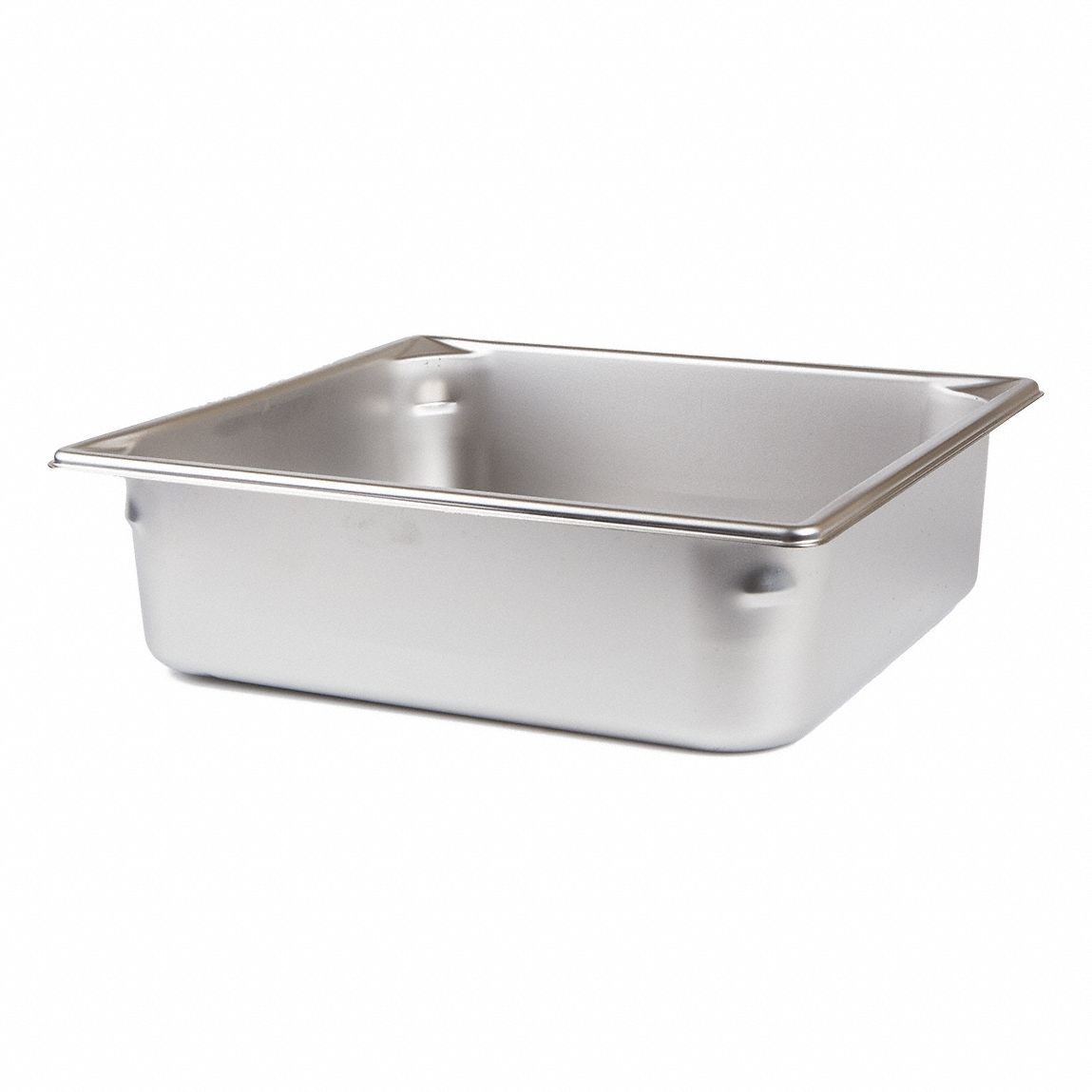 Dimpled-Rim Tray: Stainless Steel, 4 in Overall Ht, Rectangular, 12 3/4 in Overall Wd, Sterile
