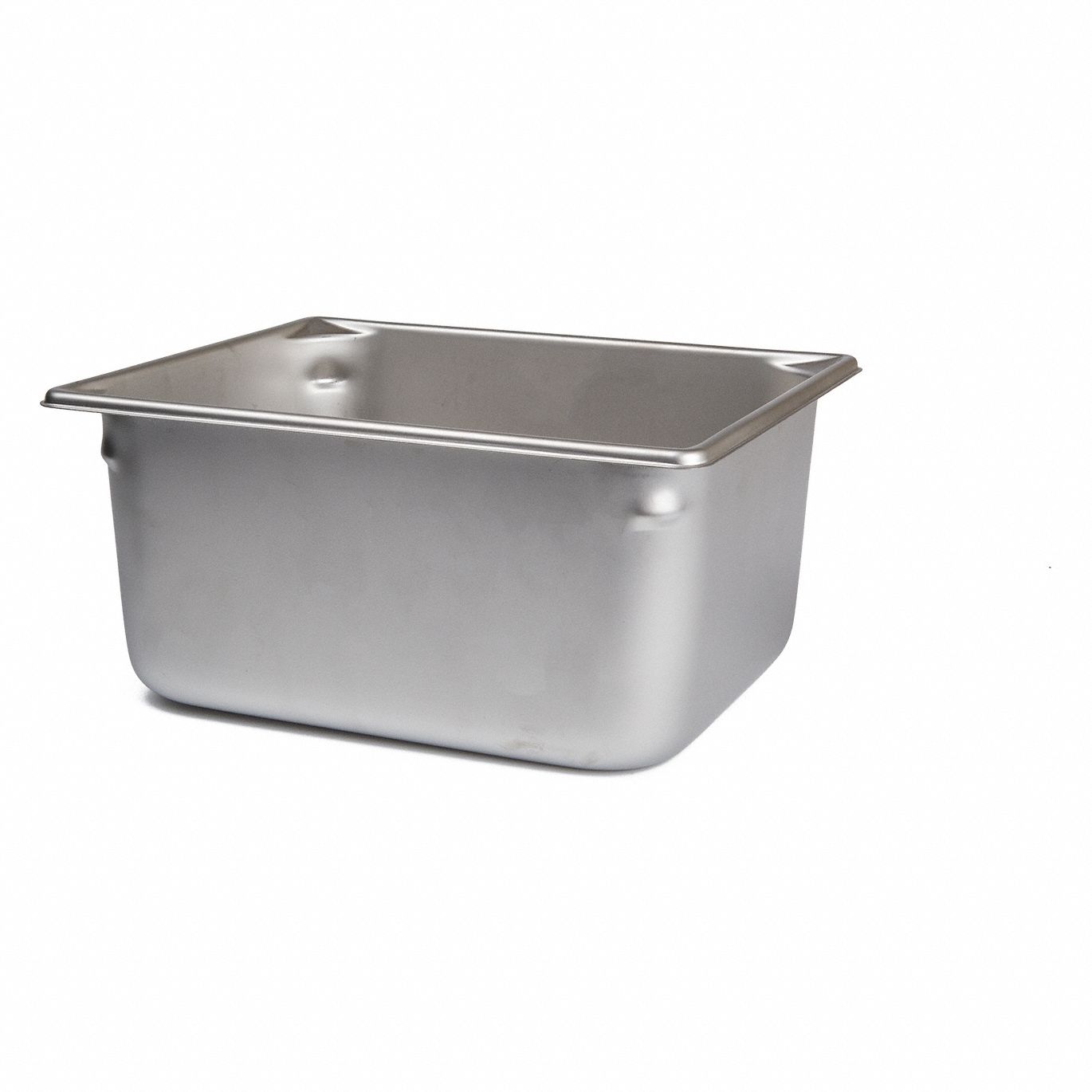 Dimpled-Rim Tray: Stainless Steel, 6 in Overall Ht, Rectangular, 12 3/4 in Overall Wd, Sterile