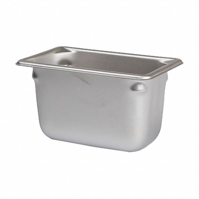 Dimpled-Rim Tray: Stainless Steel, 4 in Overall Ht, Rectangular, 4 1/2 in Overall Wd, Sterile
