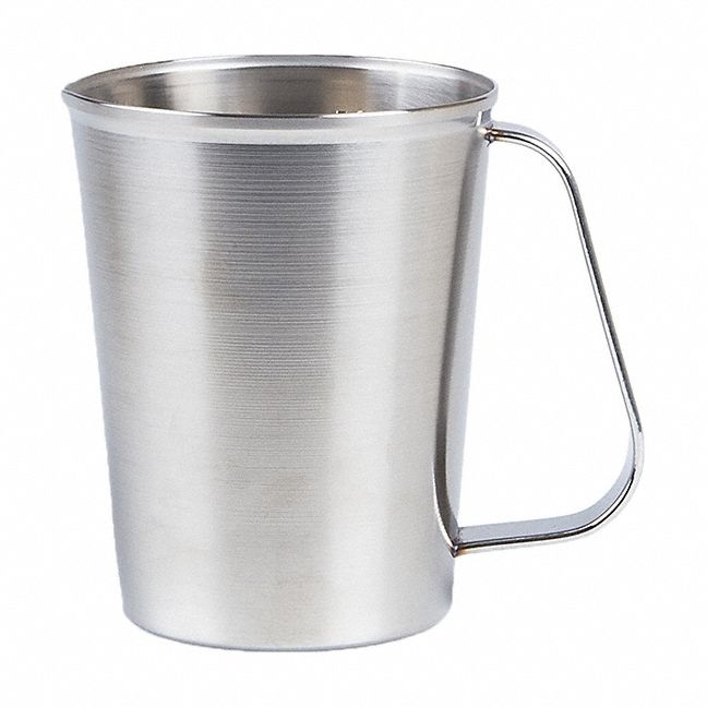 Beaker: 16 oz Capacity - oz, 3 1/2 in Overall Ht, Stainless Steel, Silver, Autoclavable, Beaker