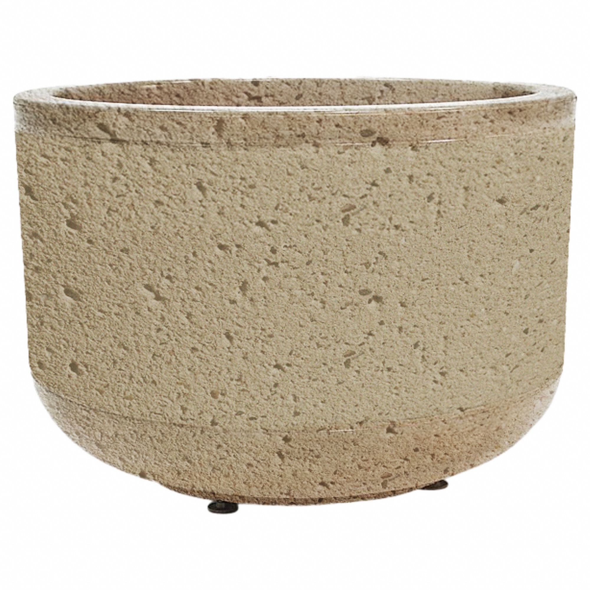 Planter Bollard: Circle, Beige, 24 in Overall Ht, Round Shape, Beige