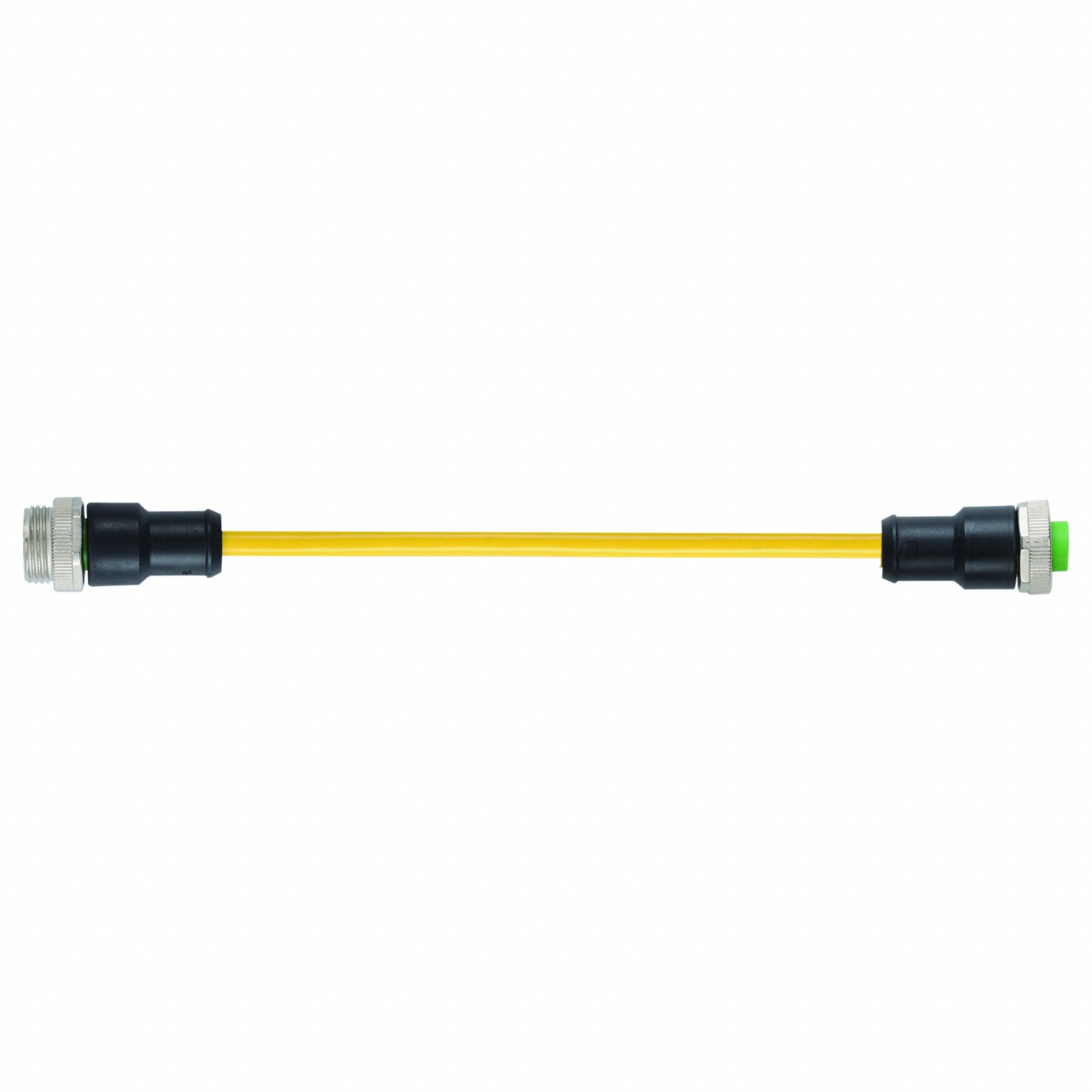 Cordset: 7/8" Male Straight x Female Straight, 3 Pins, Yellow, PVC, 1.5 m Cable Lg, 16 AWG Wire Size