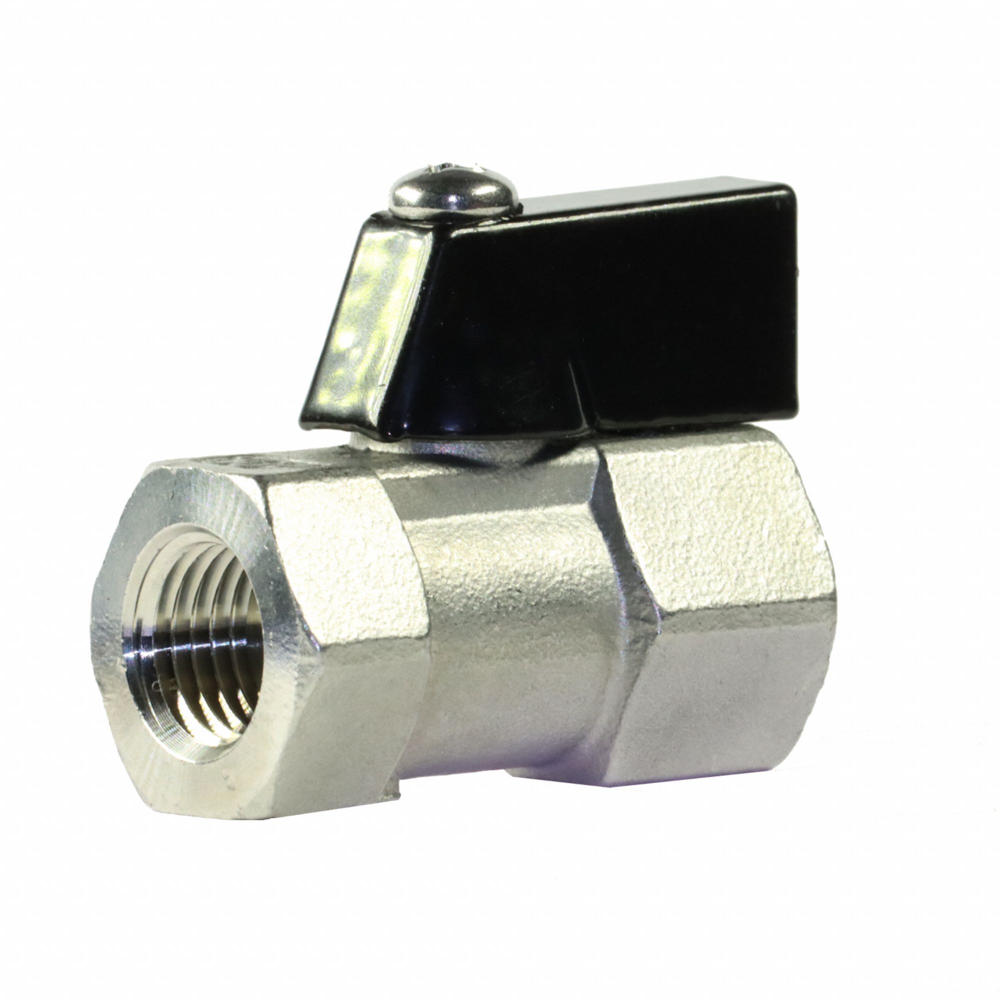 Manual Two-Way Ball Valve: 1/2 in, 304 Stainless Steel, Straight Valve Body, Wedge