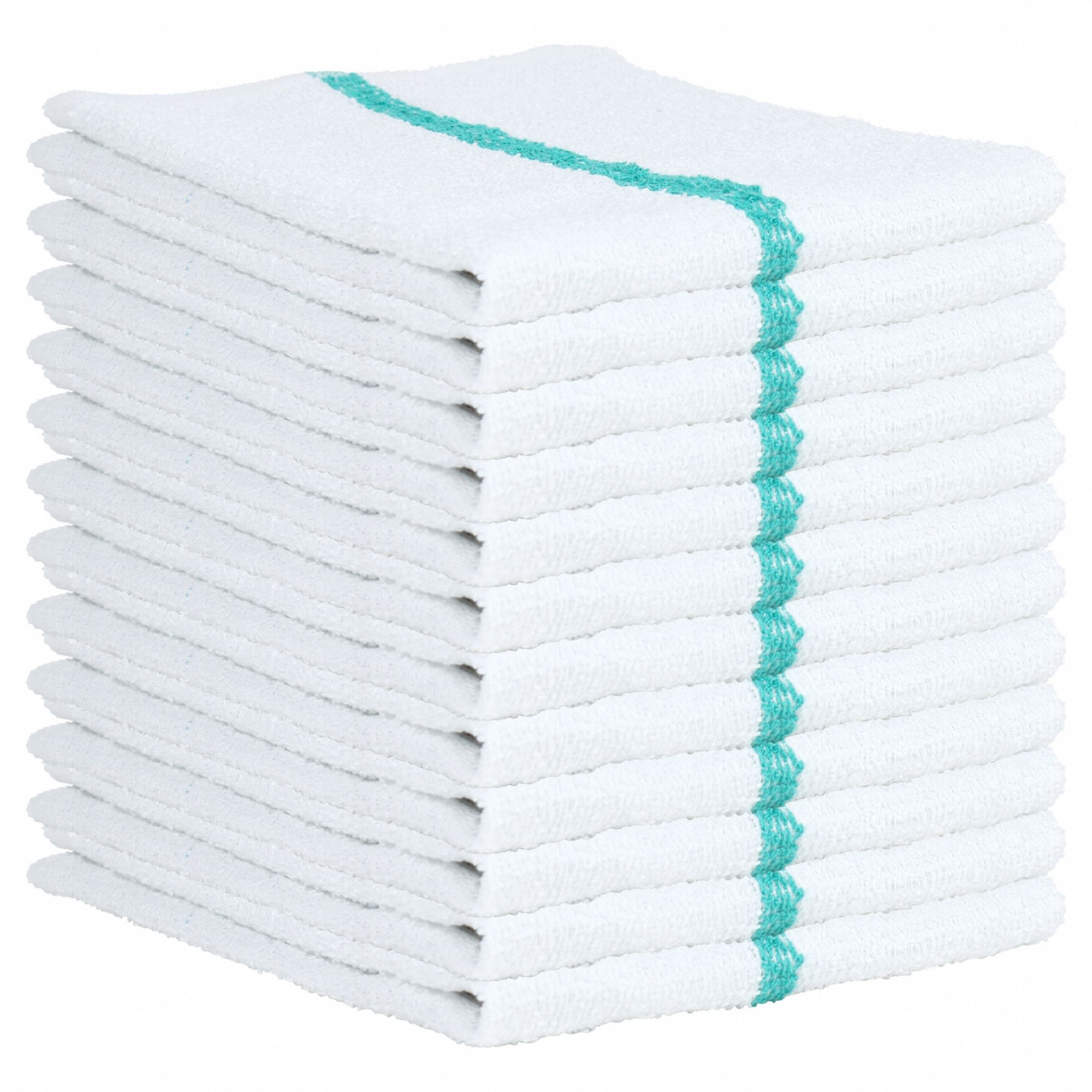 Bar Towel: Green, Striped, Cotton, 19 in Overall Lg, 16 in Overall Wd