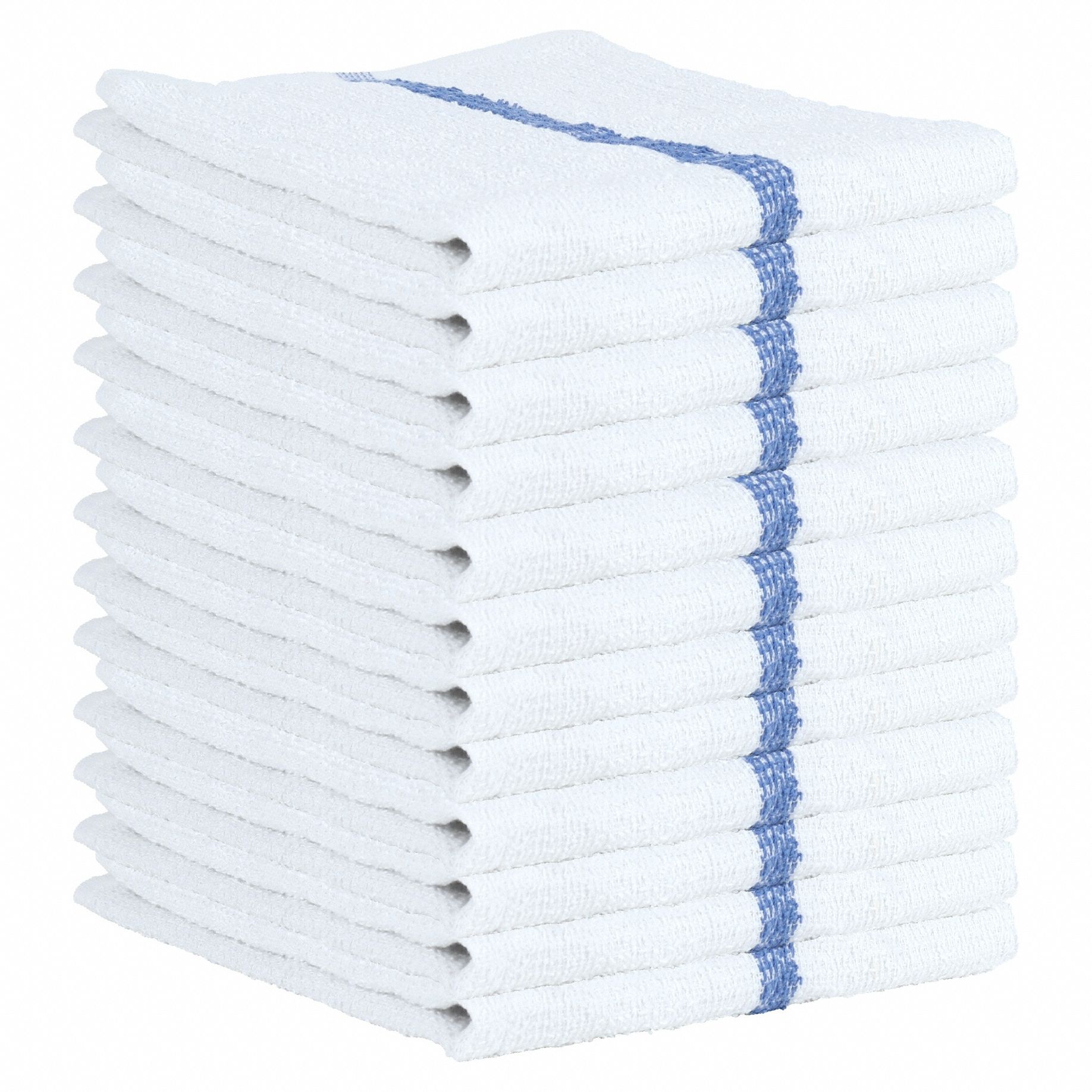 Bar Towel: Blue, Striped, Cotton, 19 in Overall Lg, 16 in Overall Wd