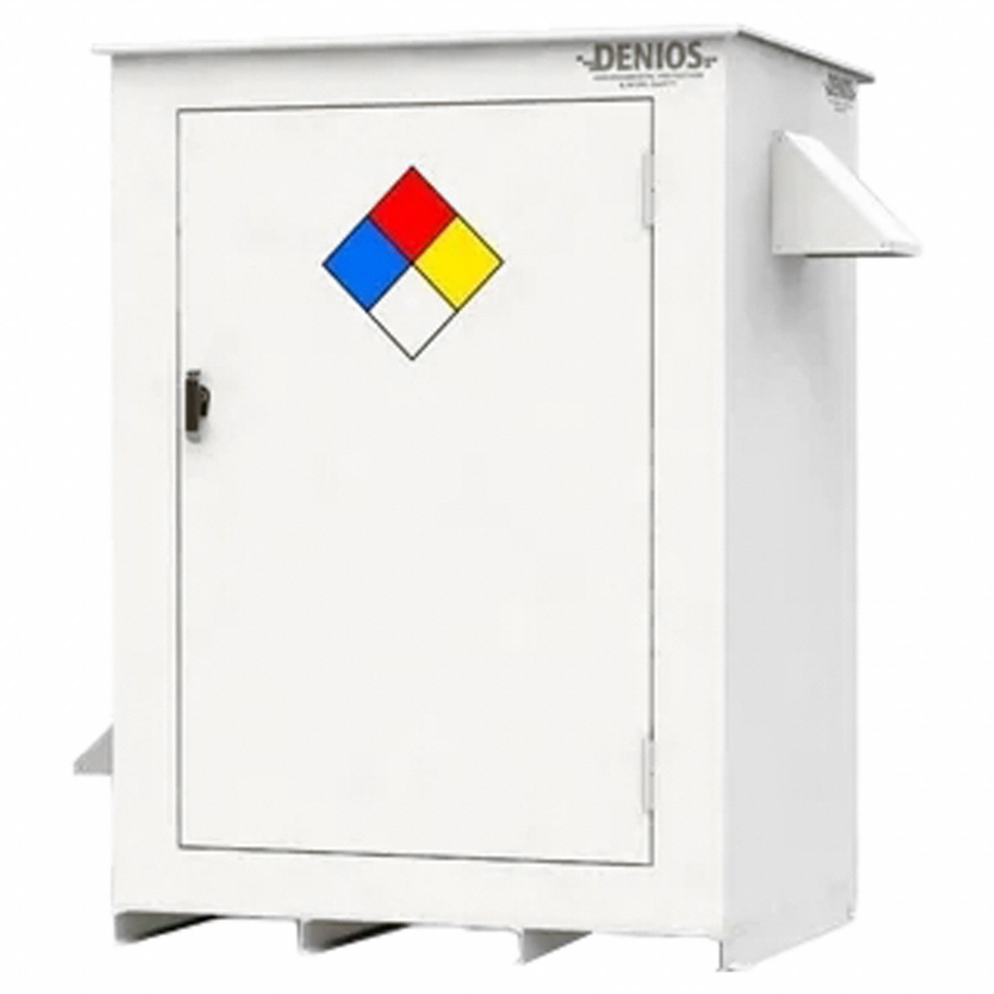 Hazmat Safety Locker: Drums, Vertical, 2 Drum Capacity, 73 1/4 in x 58 in x 98 in, White, L-Handle