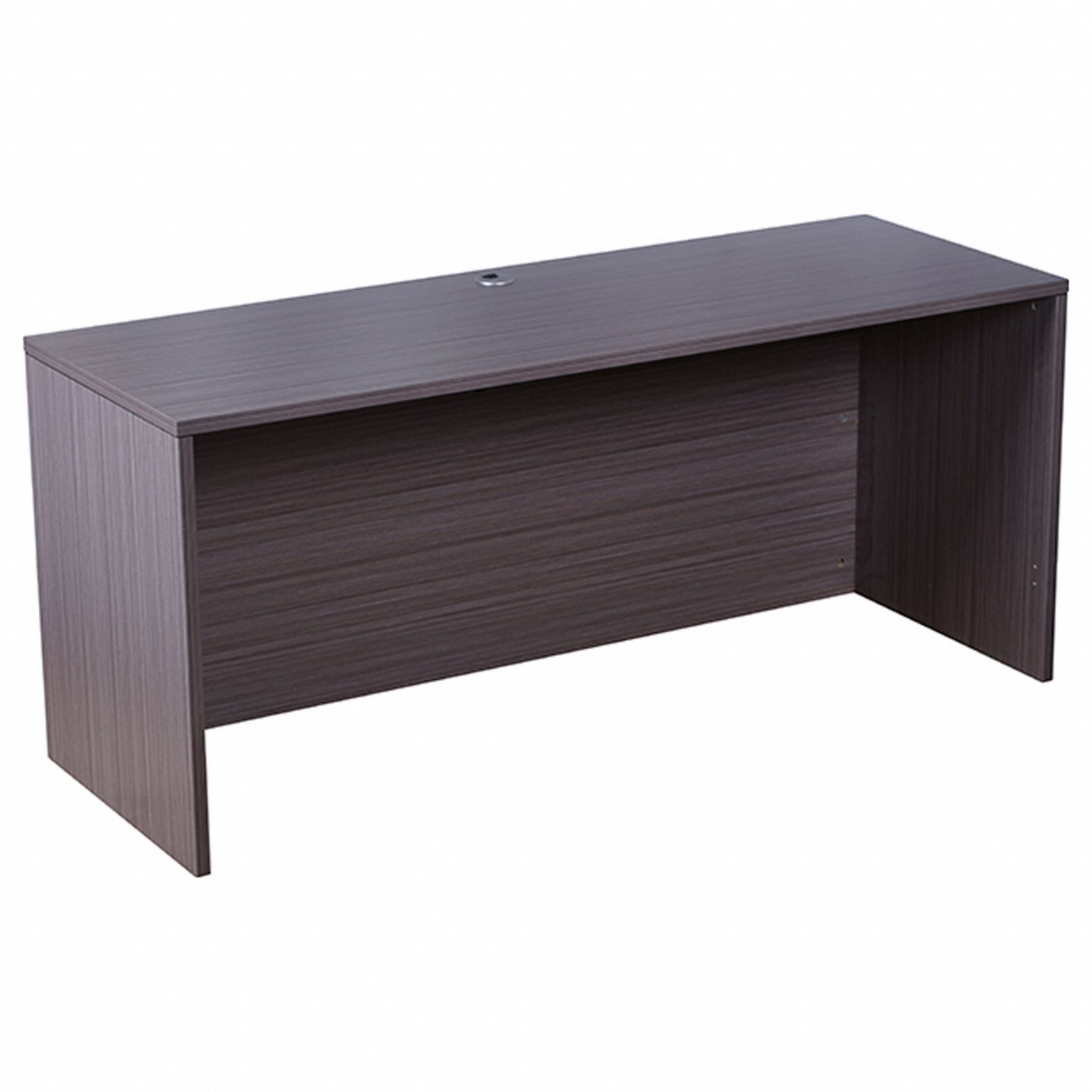 Credenza: Melamine, Driftwood, 0 Pedestals, 0 Drawers, 71 in Overall Wd, 29 in Overall Ht
