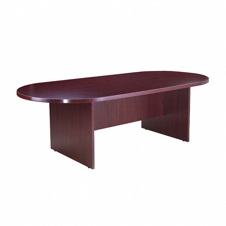 Conference Table: Racetrack Oval, Melamine/PVC, Mahogany, 95 in Overall Lg, 43 in Overall Wd