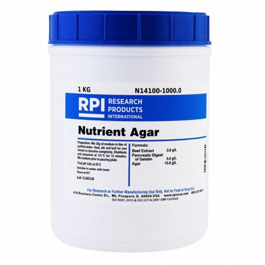 Rpi 1 Kg Container Size Powder Nutrient Agar 31ga73n14100 10000 Grainger 0472