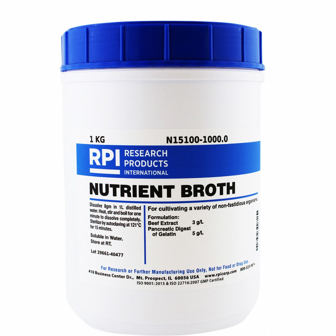 RPI, 1 kg Container Size, Powder, Nutrient Broth 31GA76N151001000.0
