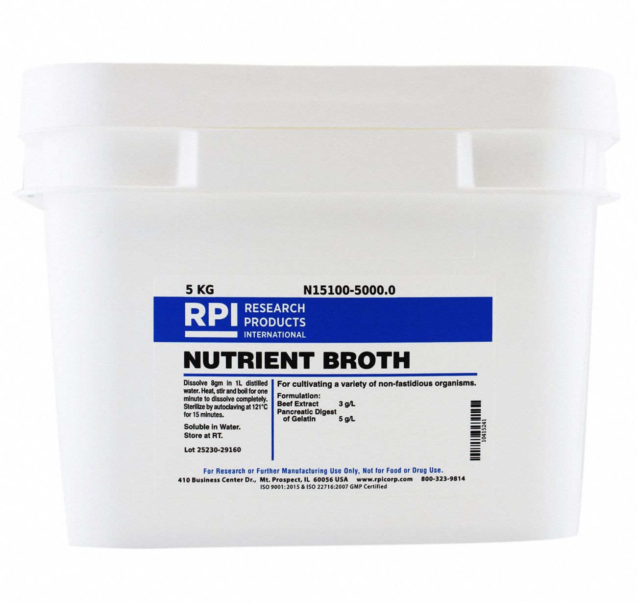 RPI, 5 kg Container Size, Powder, Nutrient Broth - 31GA78|N15100-5000.0 ...