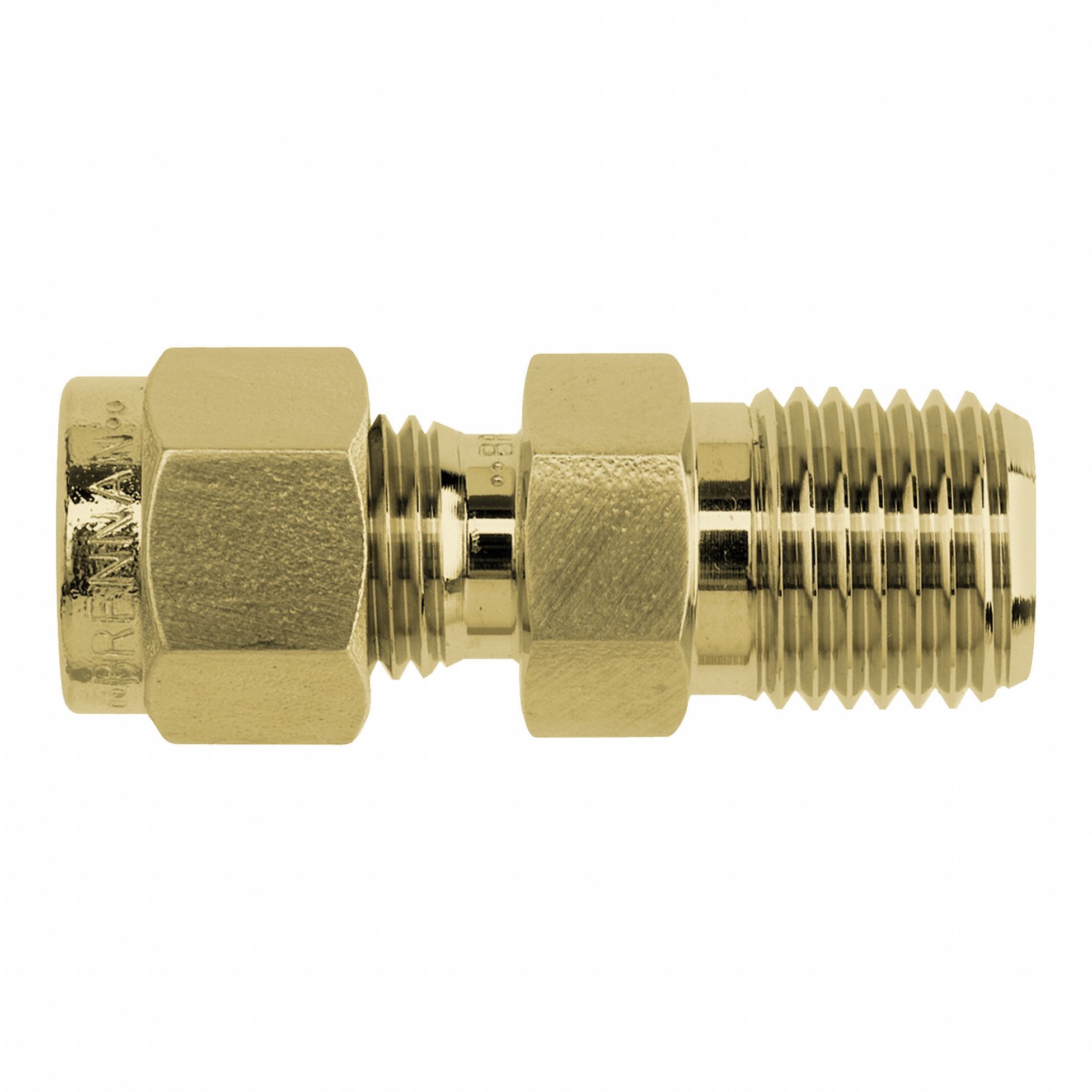 Compression Fitting Adapter: 1 in OD x 1 in Pipe Size, Tube x MNPT, Brass