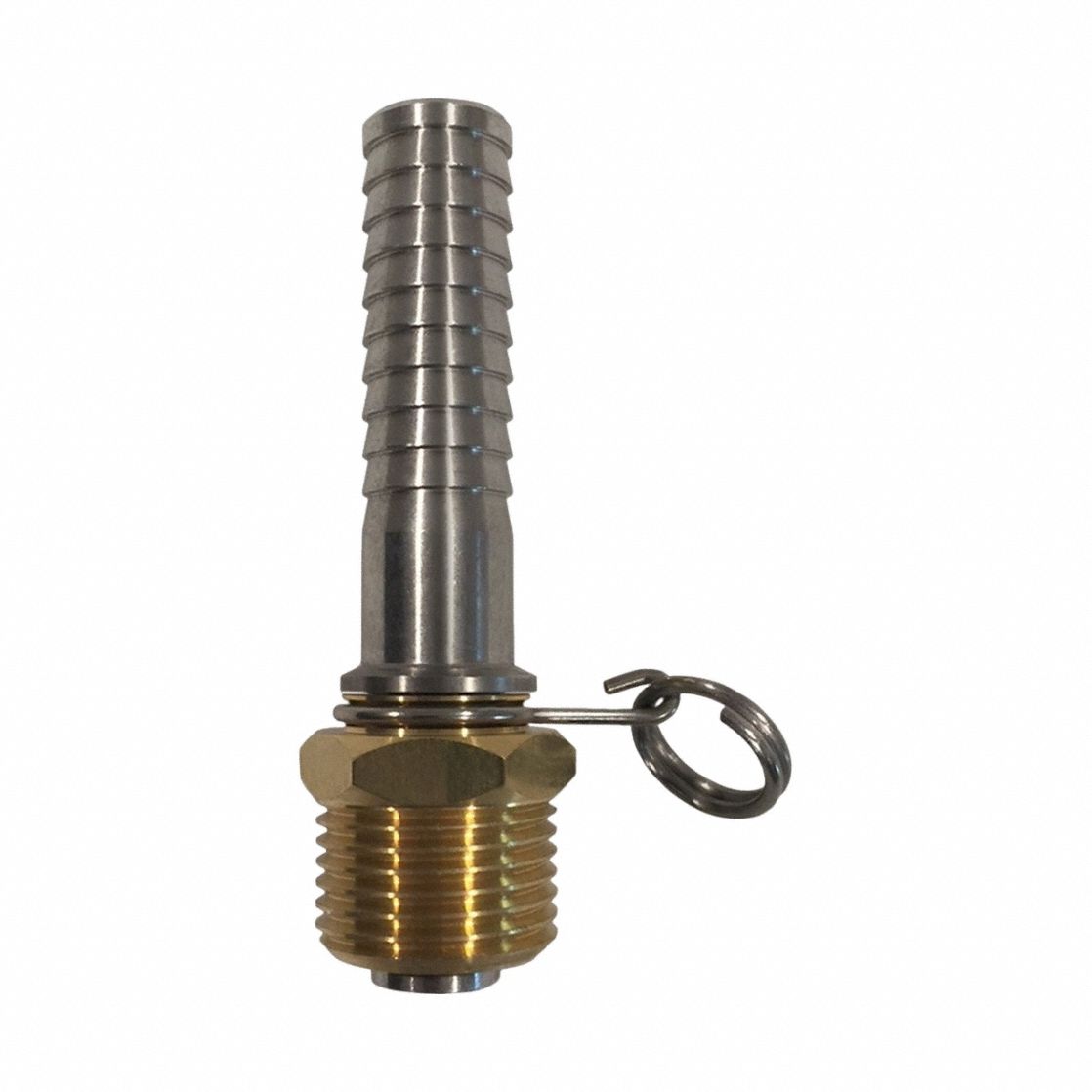 Swivel Hose Adapter: Brass, Brass, 3 3/4 in Overall Lg, 5/8 in Inlet Connection Size, Barb
