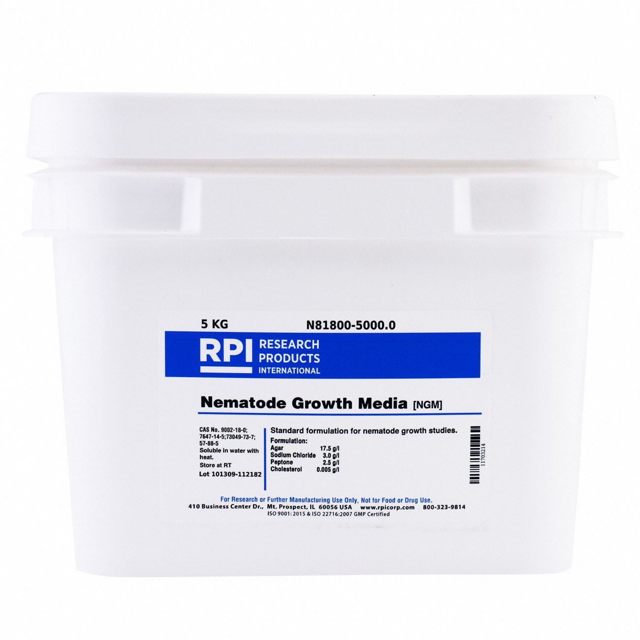 Nematode Growth Medium: Lab, 5 kg, 9002-18-0, Reagent, Powder, 18 mo Shelf Life, 1